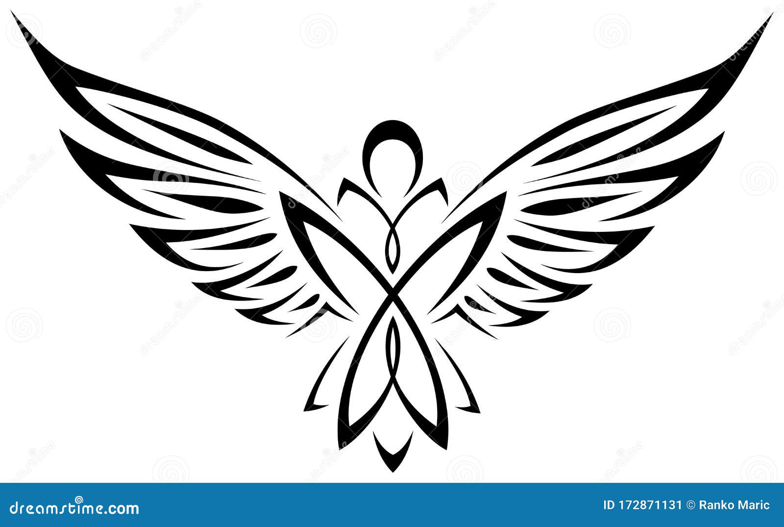 Angel Black and White Tribal Tattoo Stock Vector - Illustration of good,  romantic: 172871131