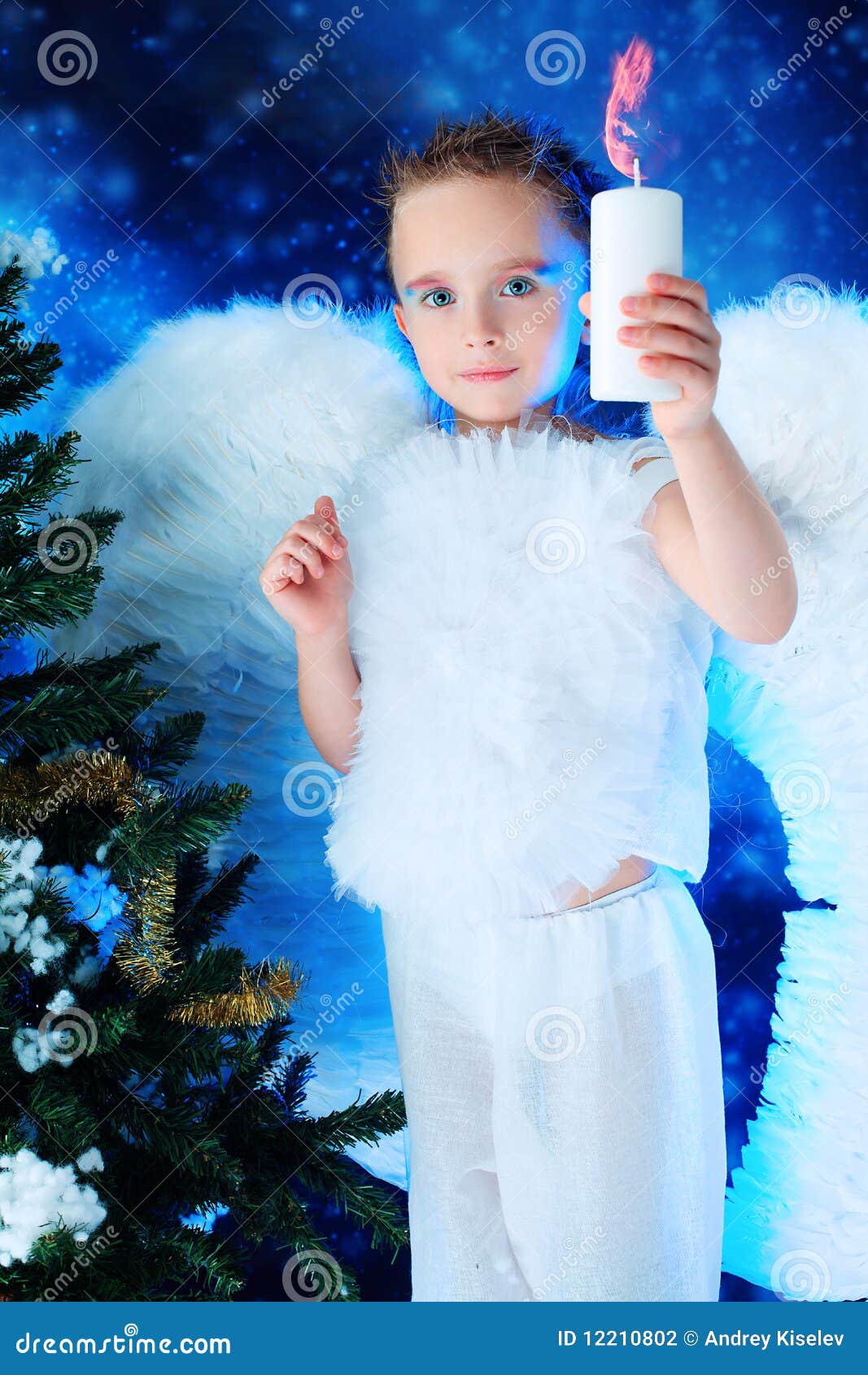 Angel with candle stock photo. Image of happiness, angel 12210802