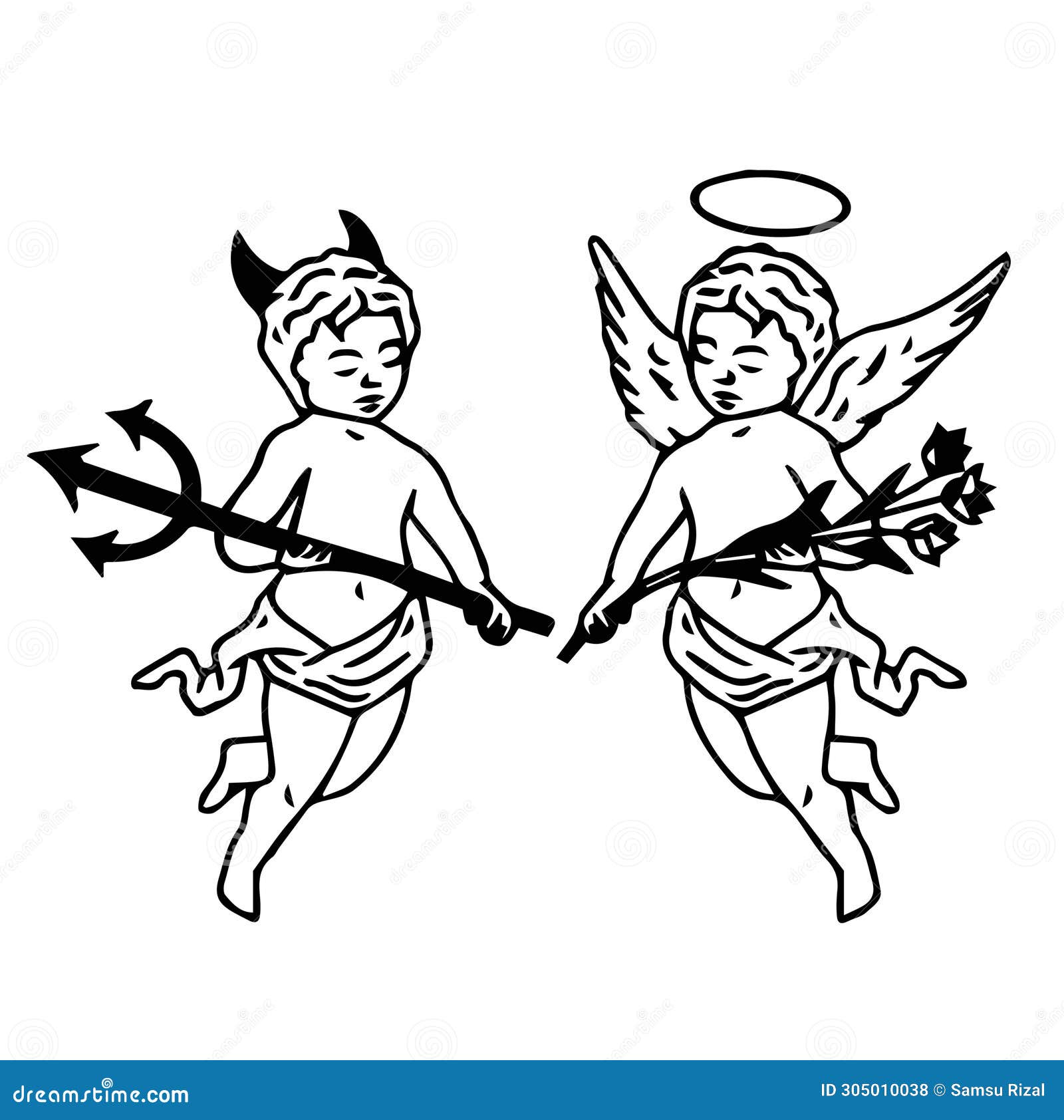 Angel and Devil Suit Elements. Good and Bad Stock Illustration