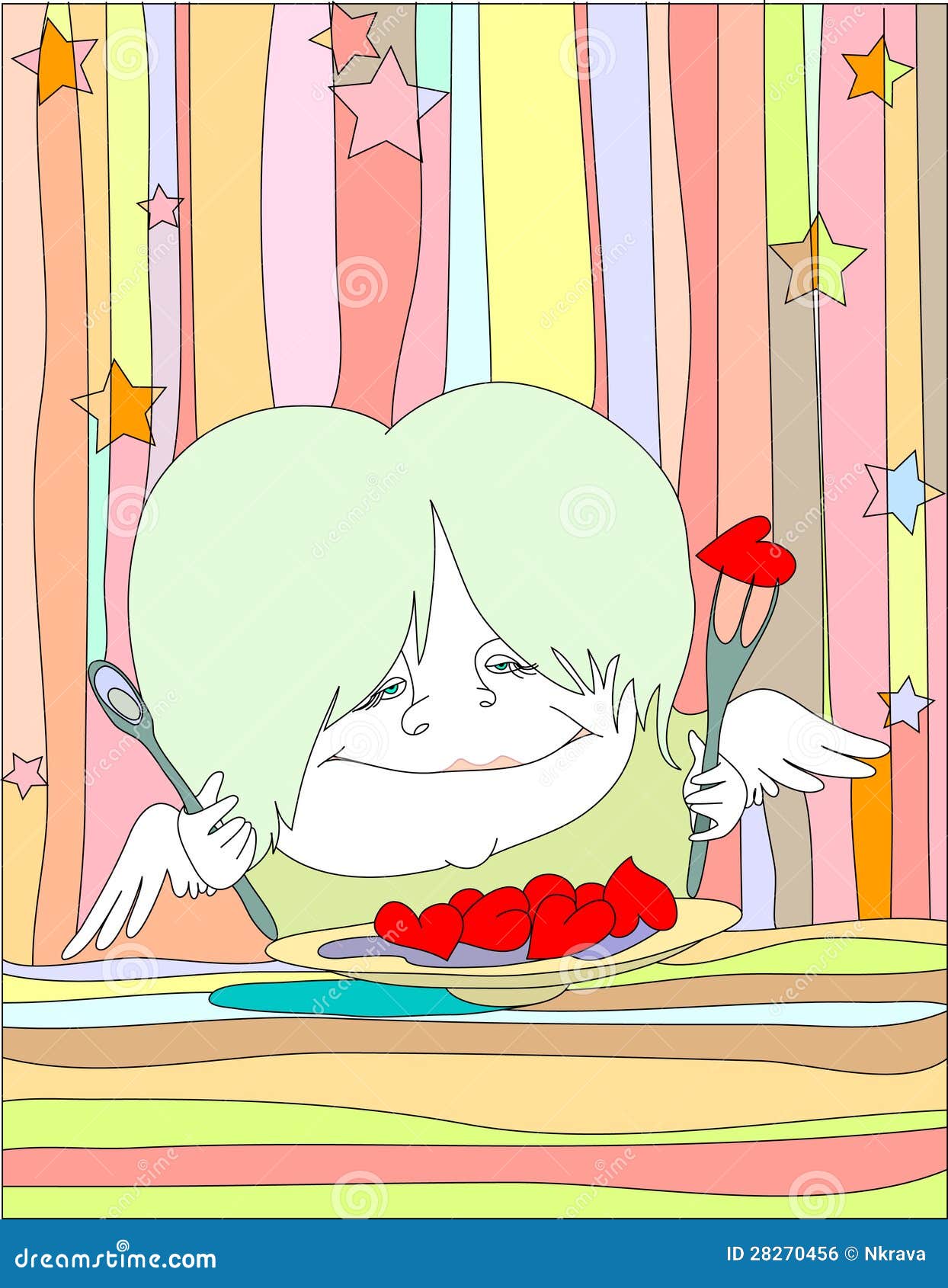 Angel eats heart stock illustration. Illustration of cheerful 28270456