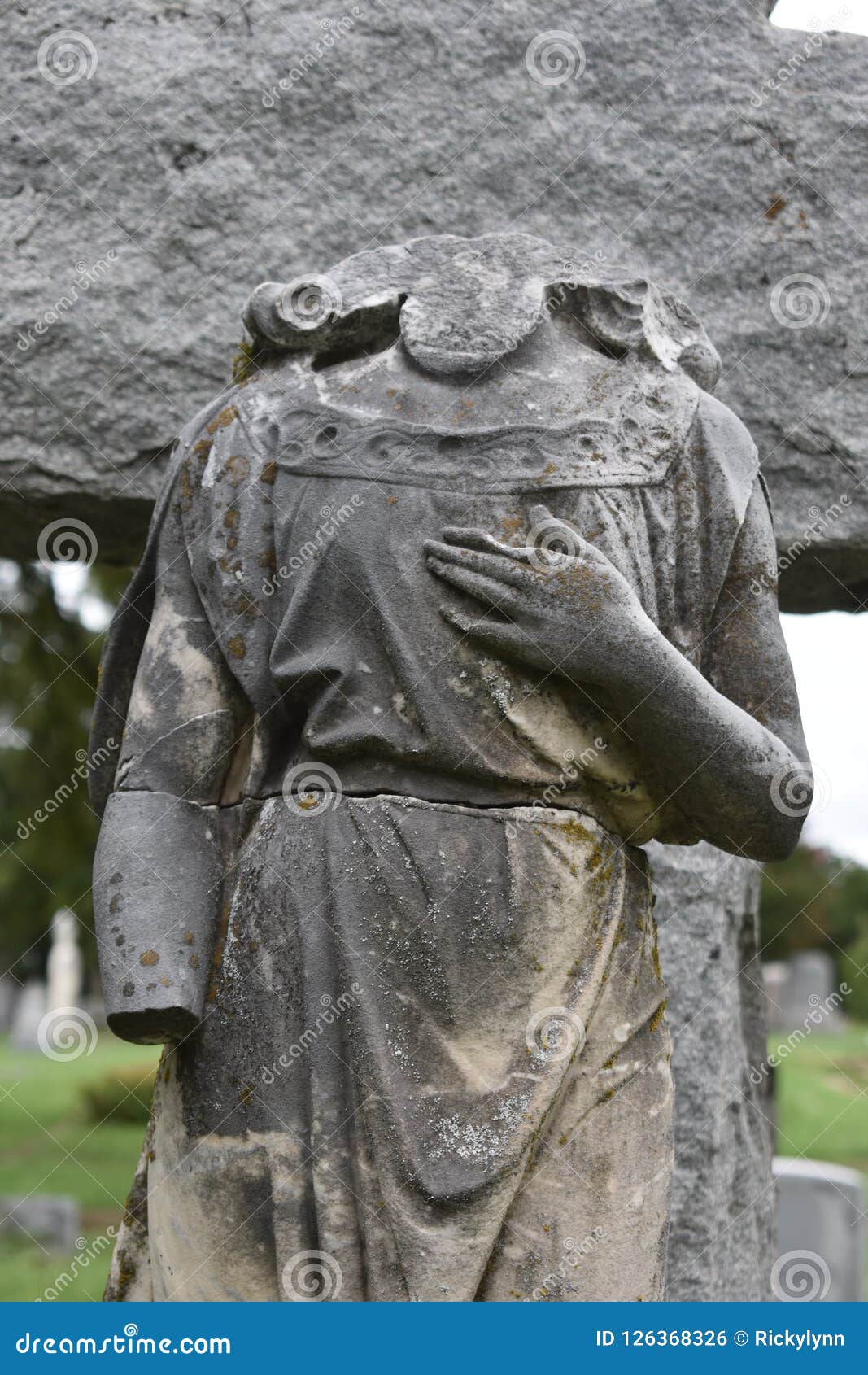 Headless Angel Found In Oakwood Cemetery In Fort Worth Texas Stock