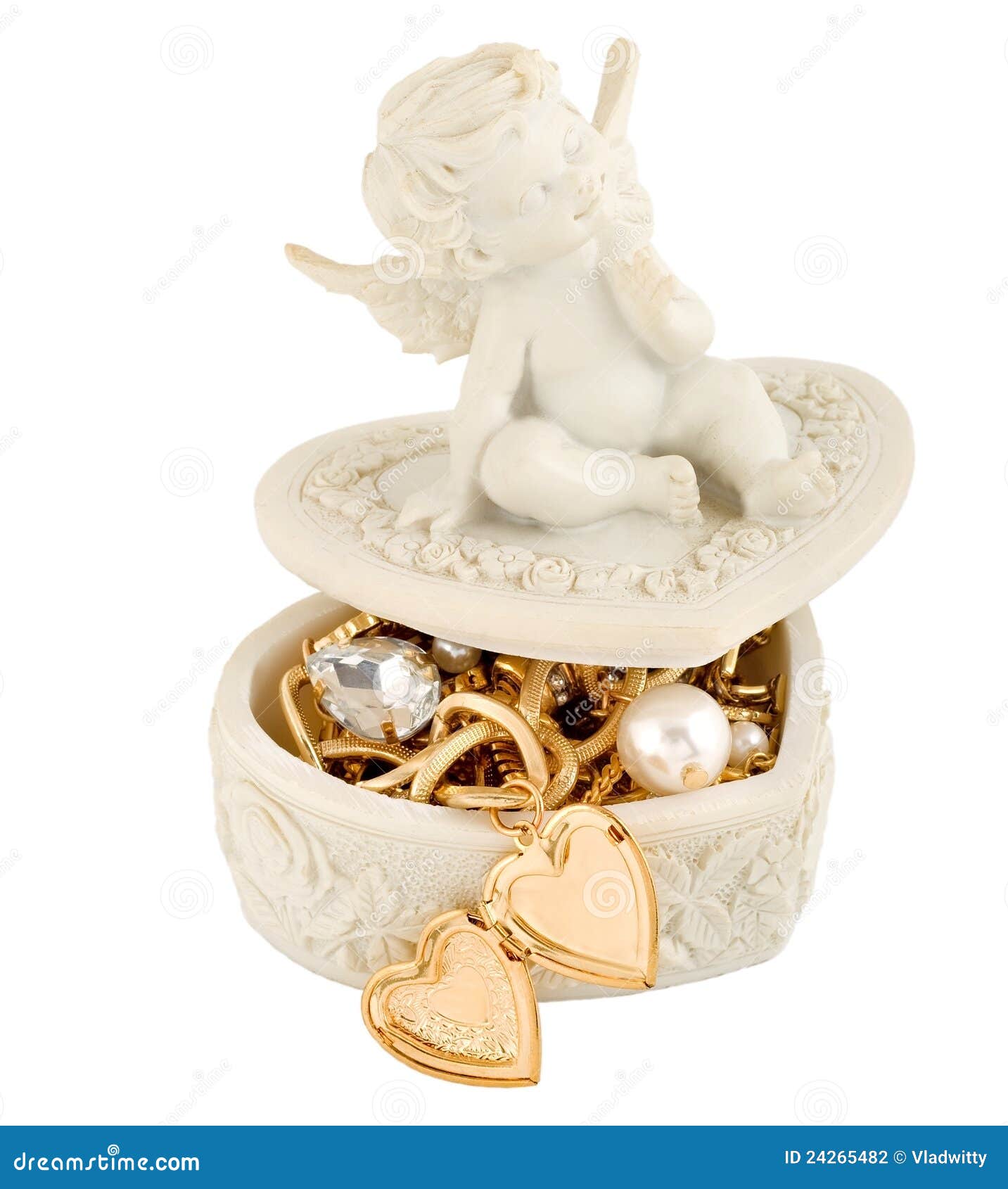 Angel gold jewelry box stock photo. Image of jewelery 24265482