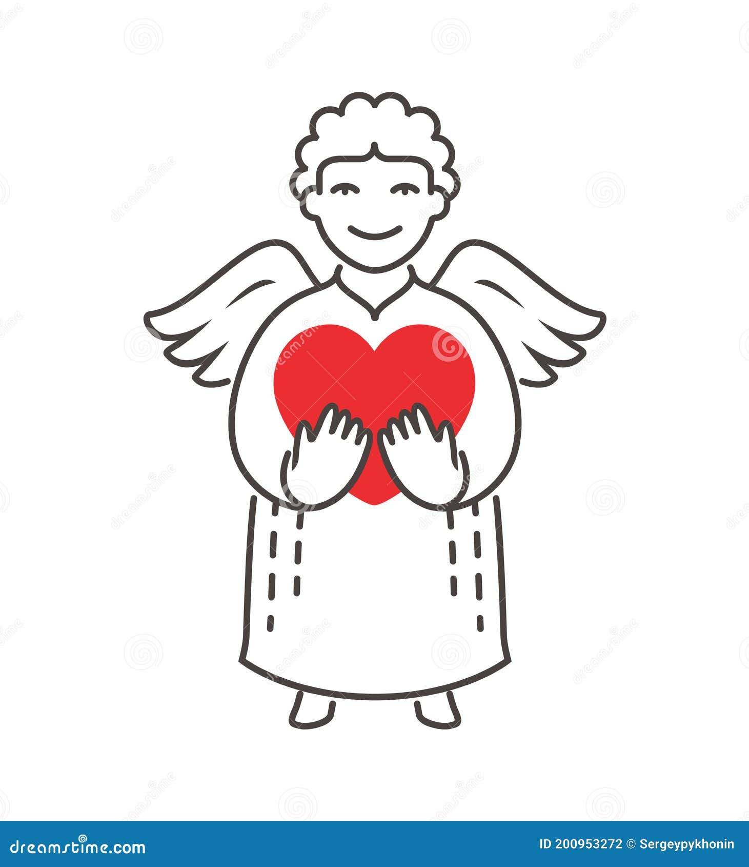 Angel with Heart Symbol. Religion Vector Illustration Stock Vector