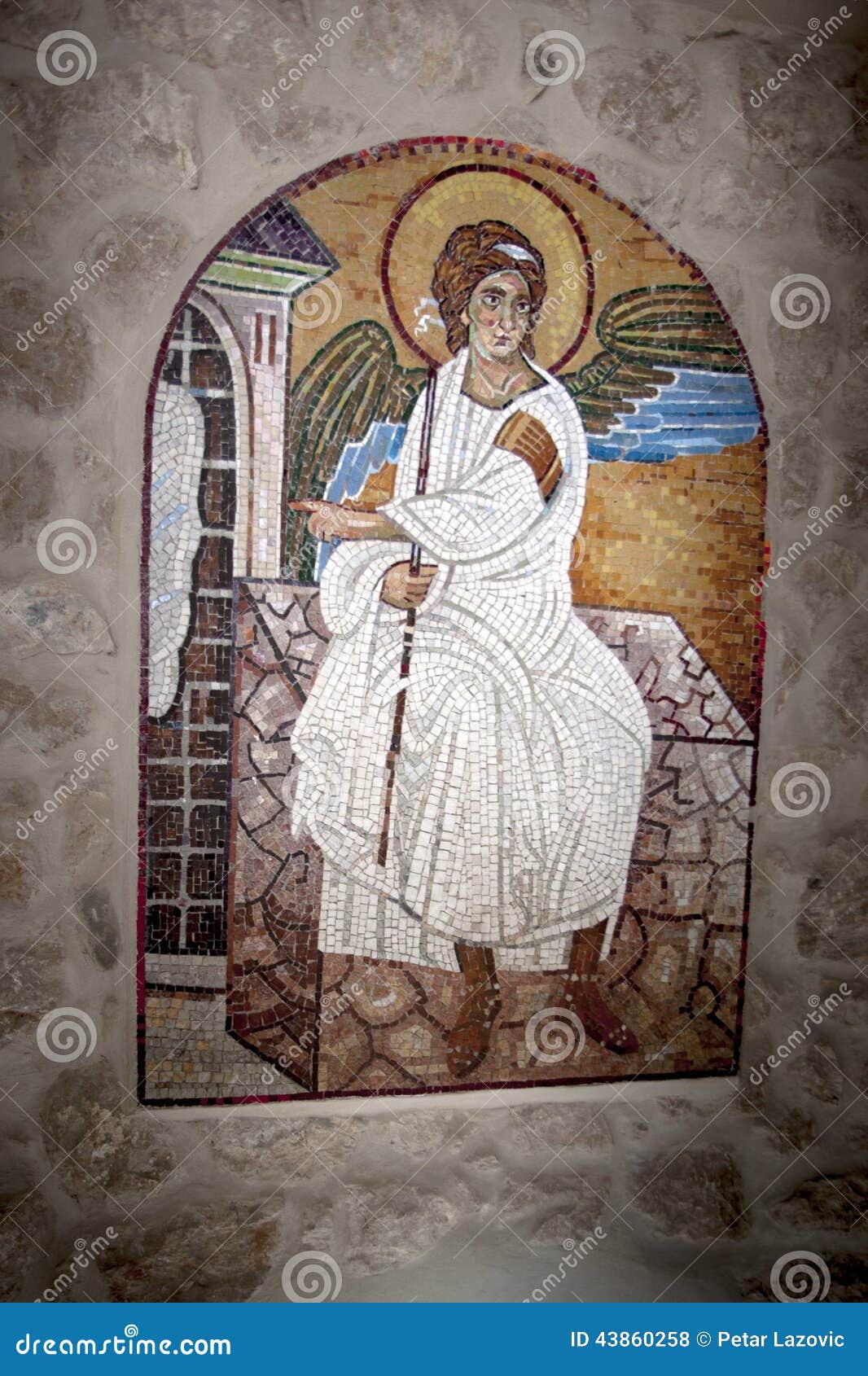 Angel Icon Mosaic Image Of Archangel In Serbian Orthodox - 