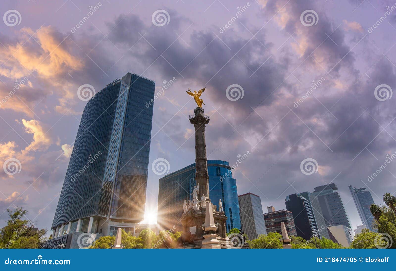 angel of independence monument located on reforma street near historic center of mexico city