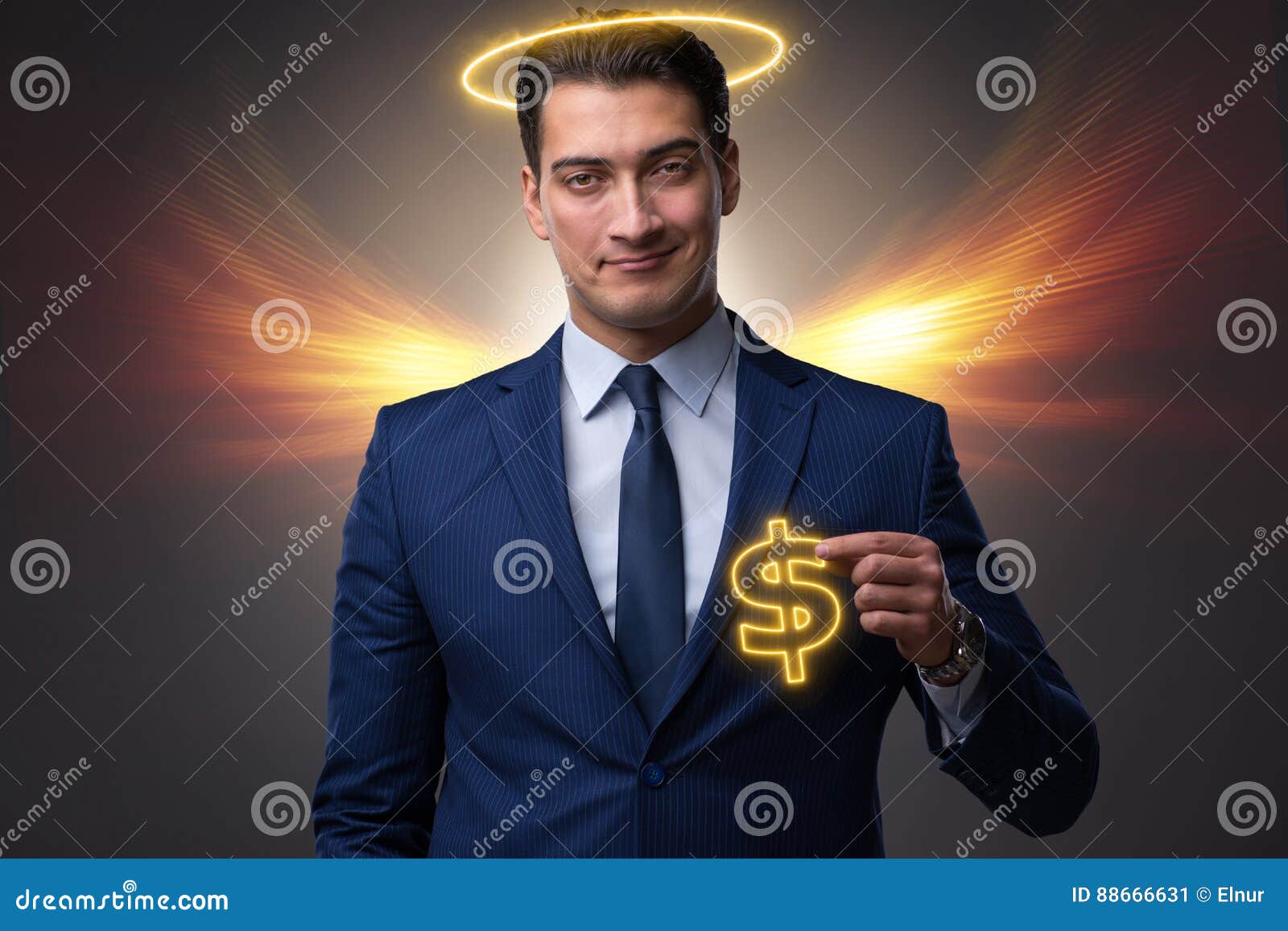 the angel investor concept with businessman with wings