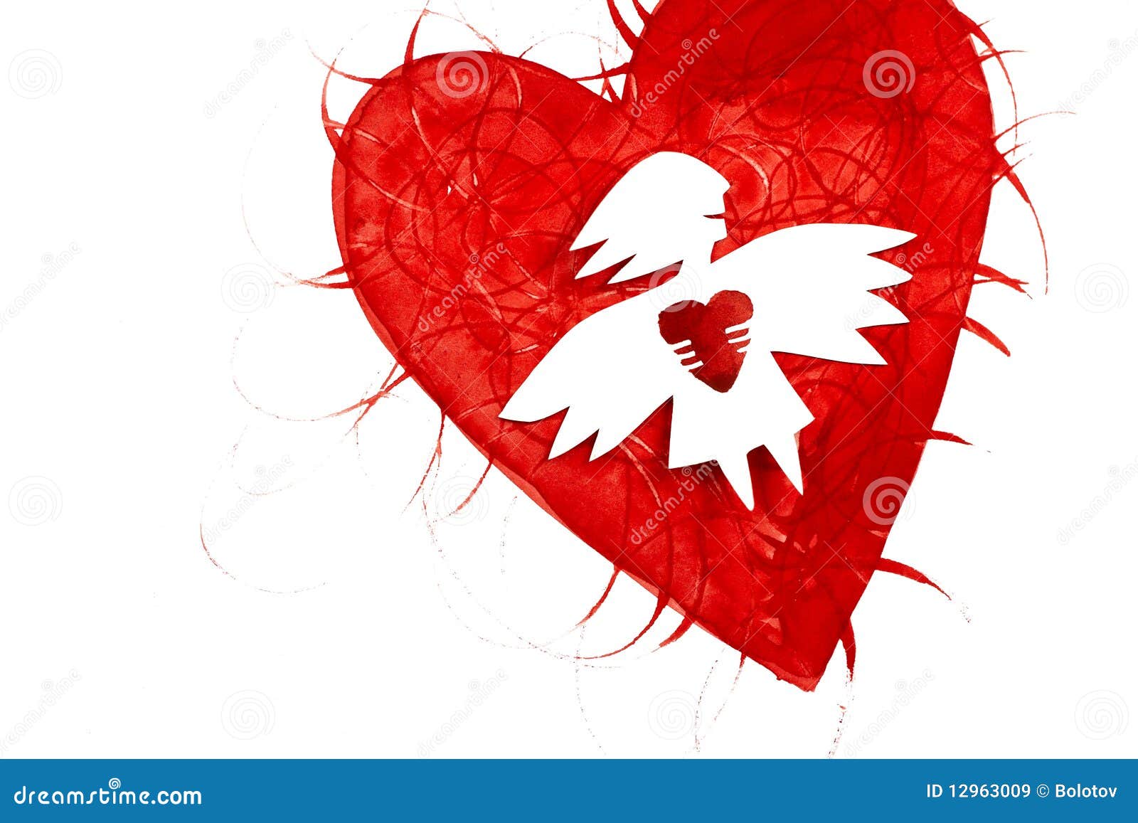 Angel of love with heart stock illustration. Illustration of happiness ...