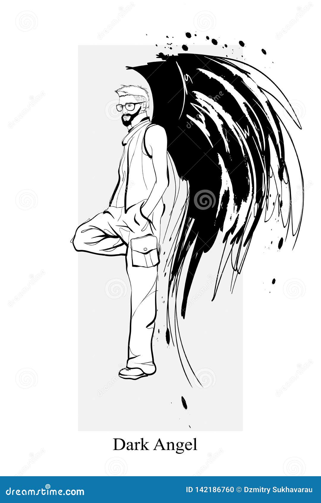 Rendering of a Handsome Male Dark Angel with Black Wings Stock Illustration  - Illustration of mysterious, black: 145435286