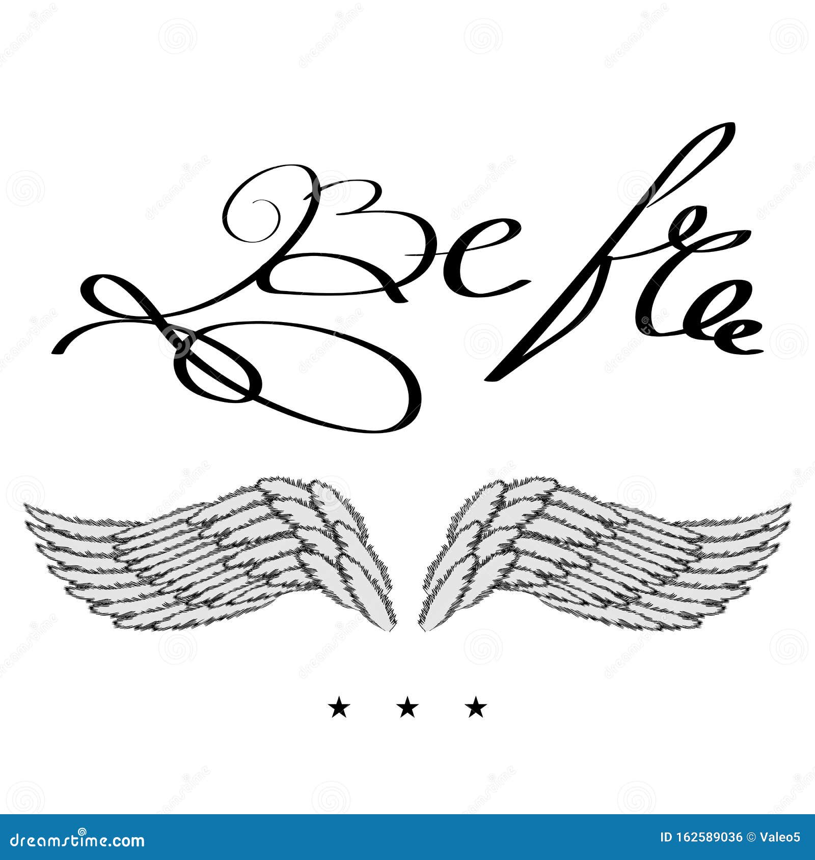 Angel or Phoenix Wings. Winged Logo Design. Part of Eagle Bird. Hand Drawn  Motivational Lettering. Stock Illustration - Illustration of modern, logo:  162589036