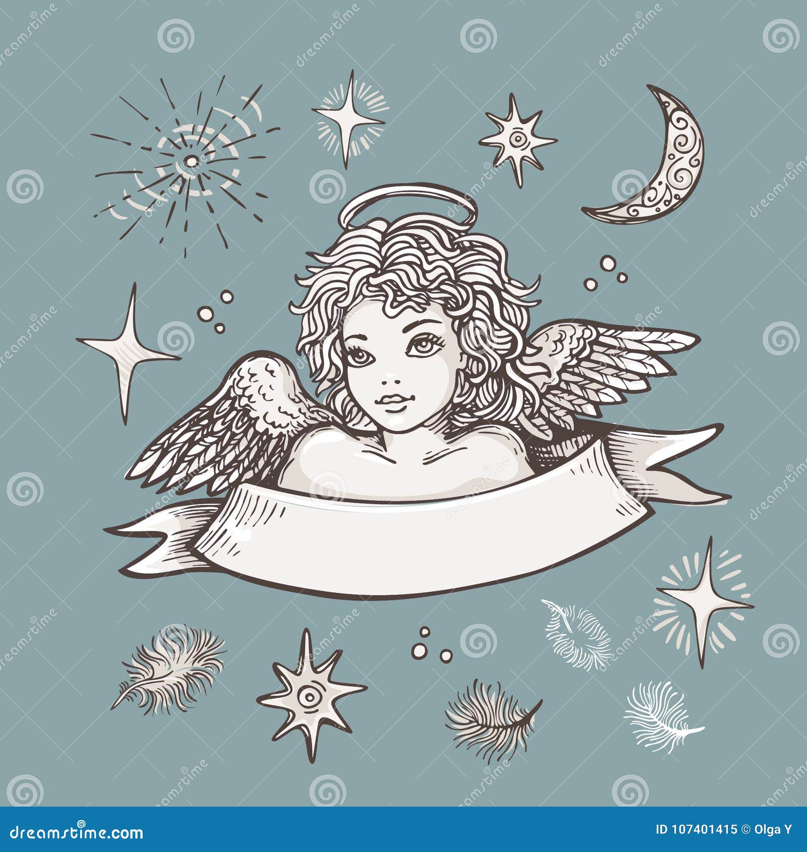 angel religious symbol christianity hand drawn vector illustration realistic sketch 107401415