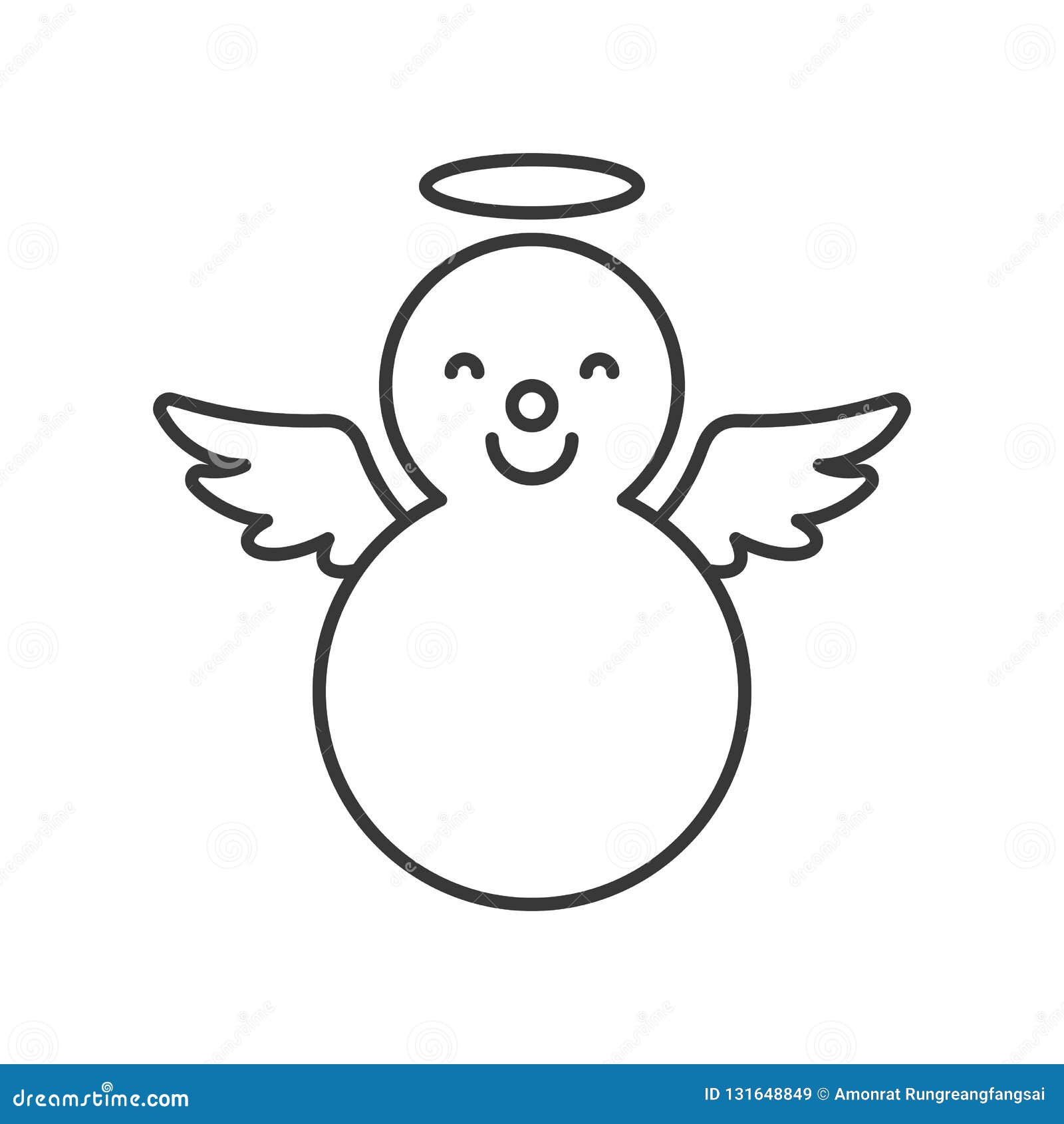 Angel Snowman Outline Icon Winter And Christmas Theme Stock Vector