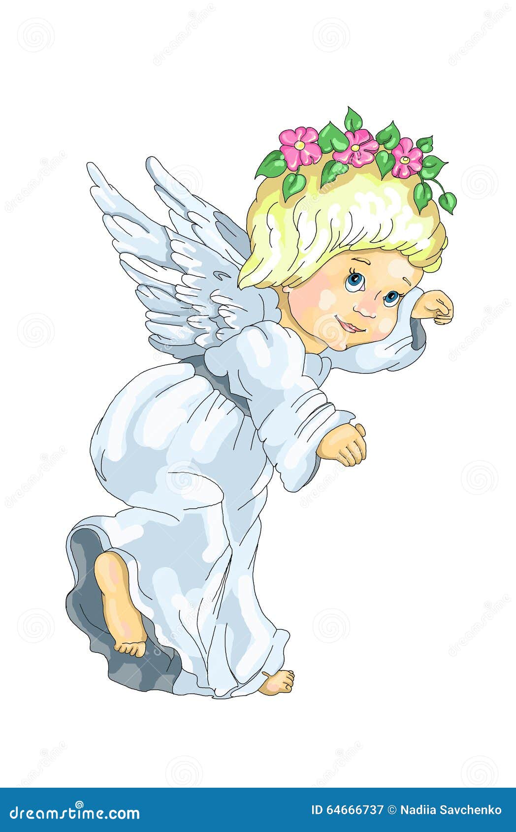 Angel standing stock illustration. Illustration of wreath - 64666737