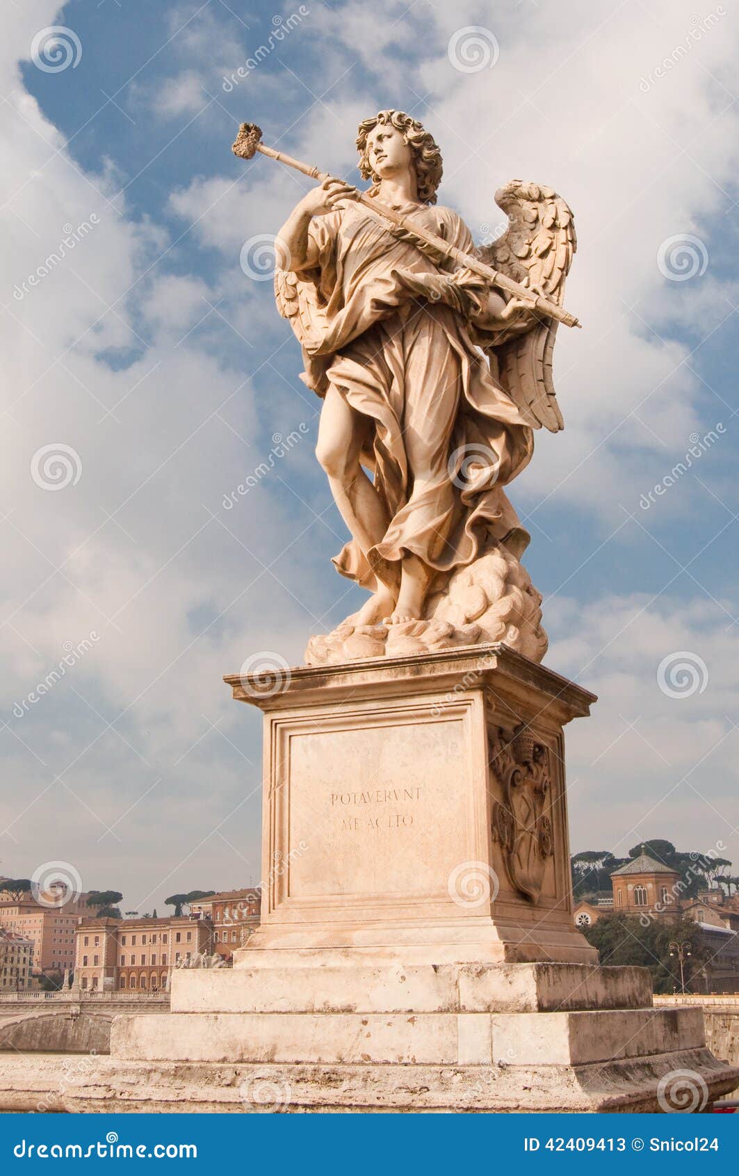 Angel statue in Rome stock image. Image of marble, tiber 42409413