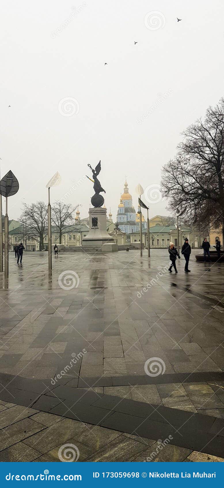 Angel Statue on a Square in Kharkiv, Ukraine Editorial Stock Photo