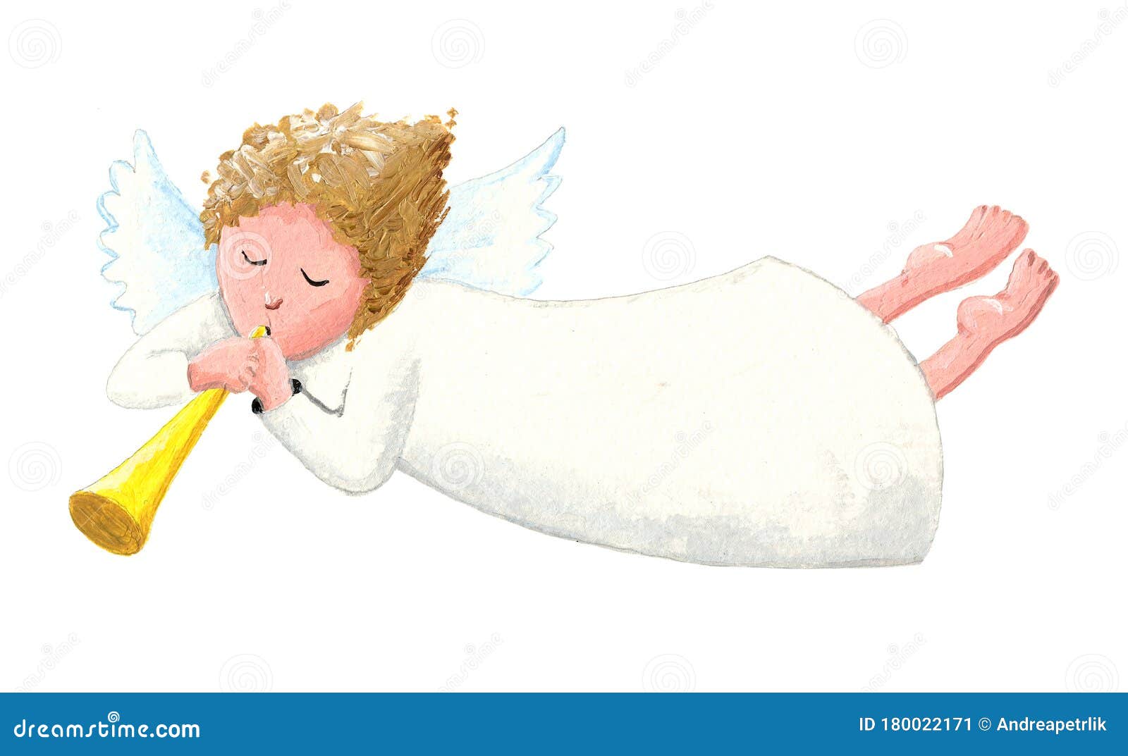 The Angel with the Trumpet stock illustration. 
