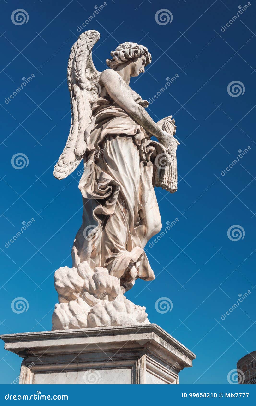 angel with whips on the bridge of saint angel in rome