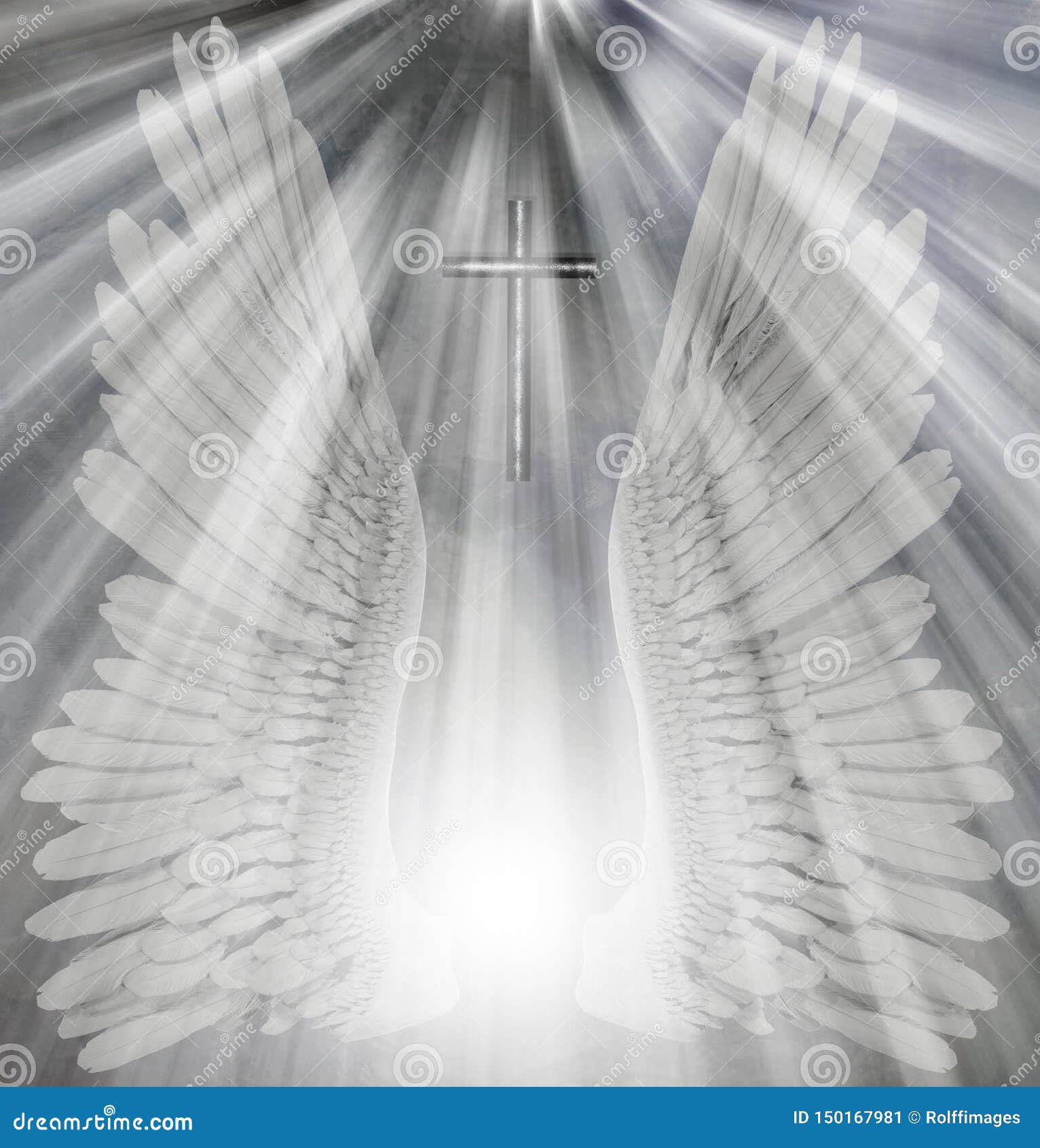 Angel Wings. Asas do anjo e luz santamente de brilho