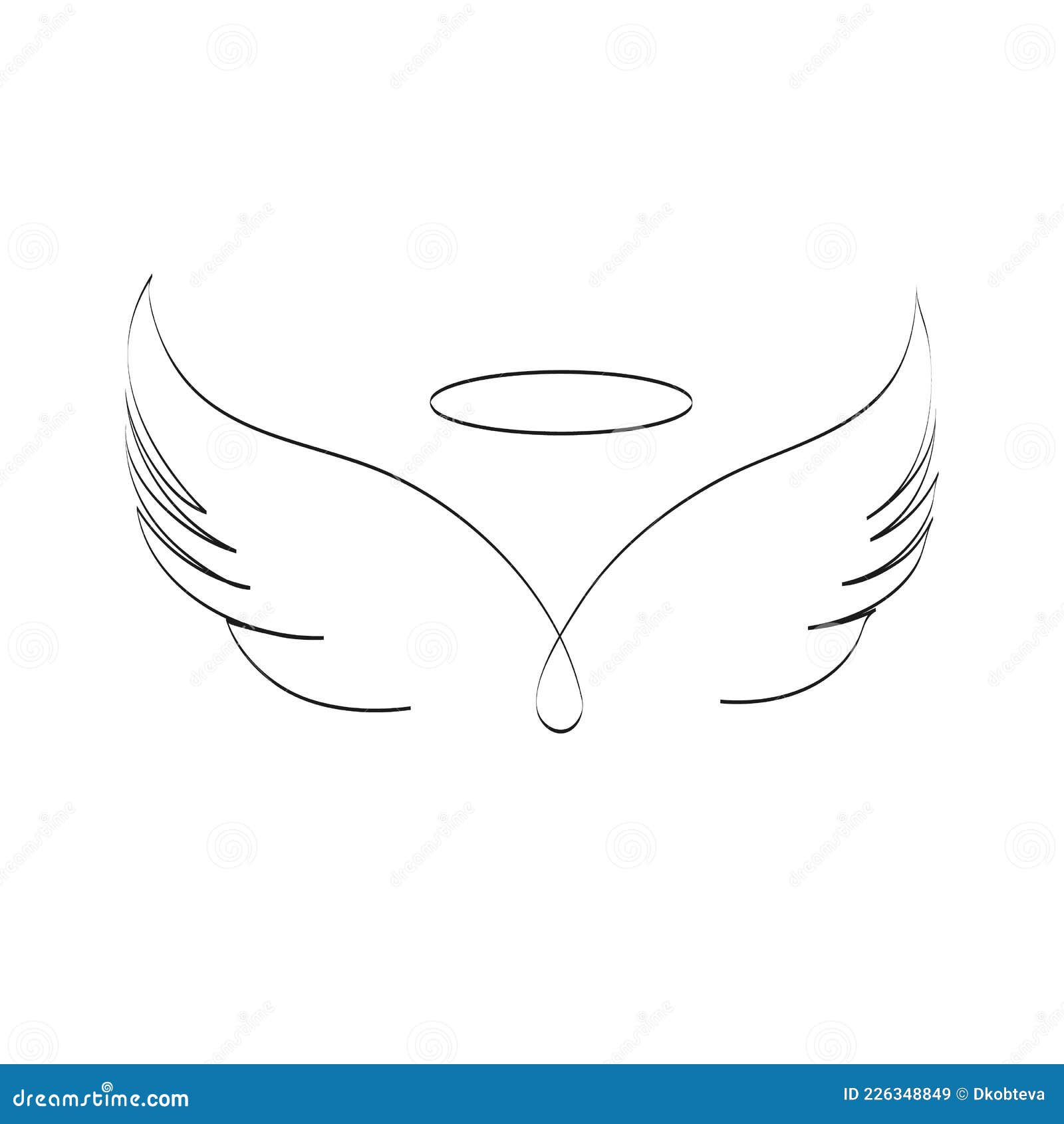 Angel Wings Vector Illustration. Line Art Print. Tattoo Stock Vector - Illustration of document, cartoon: 226348849