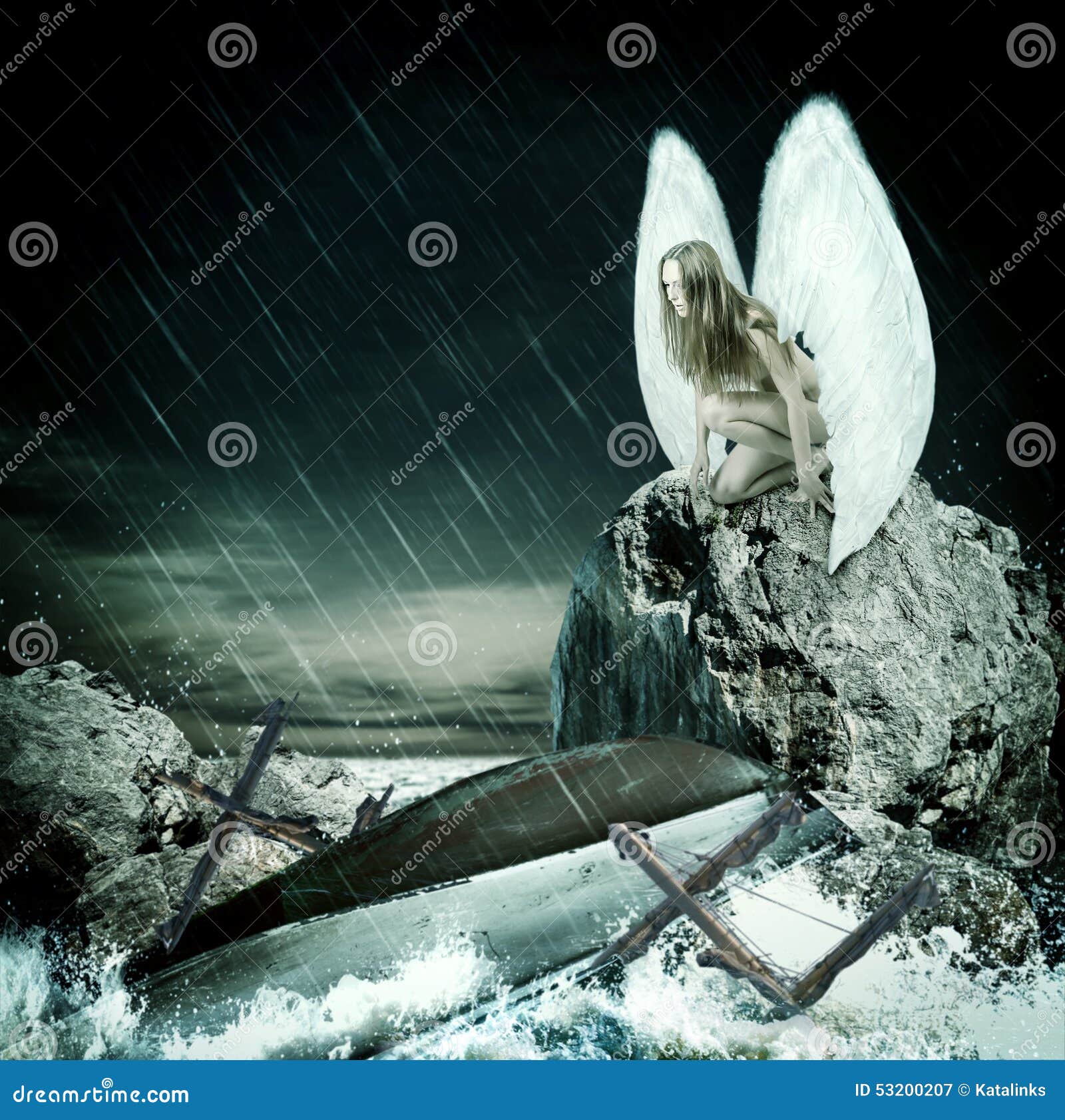 Angelo Triste Della Donna Con Le Ali Bianche Immagine Stock Immagine Di Divine Religioso 53200207