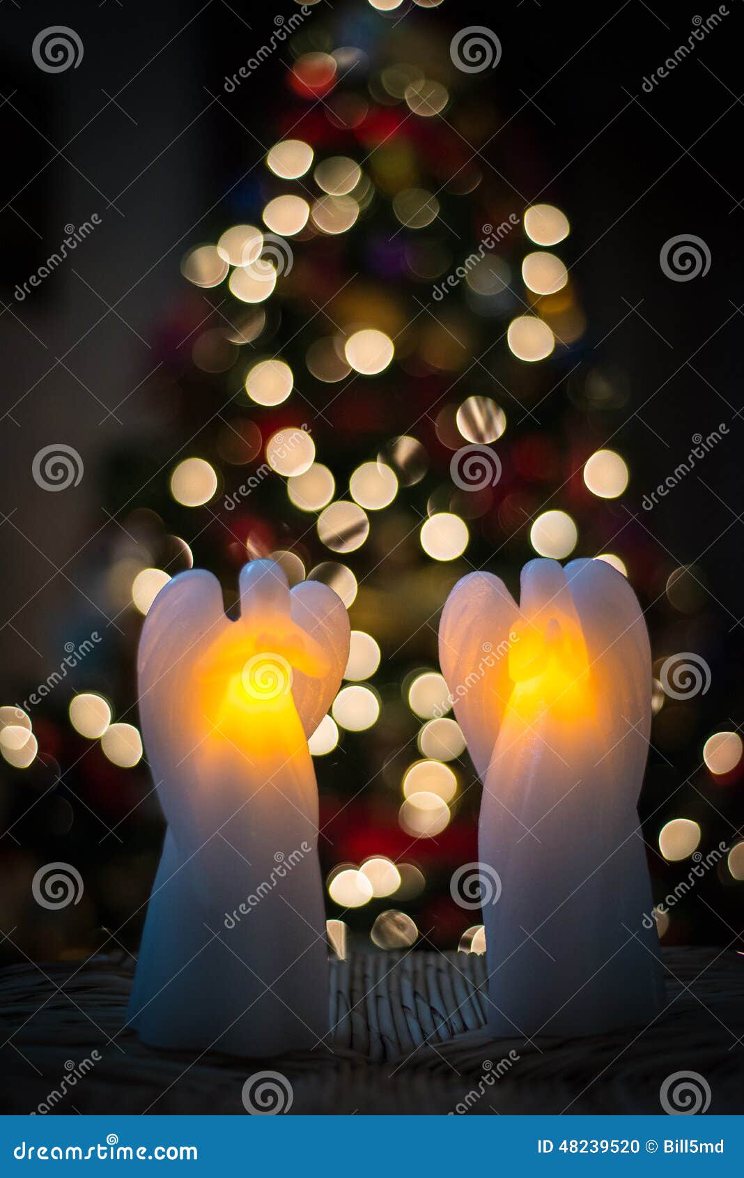 Angels in Front of a Christmas Tree Stock Photo Image of peaceful