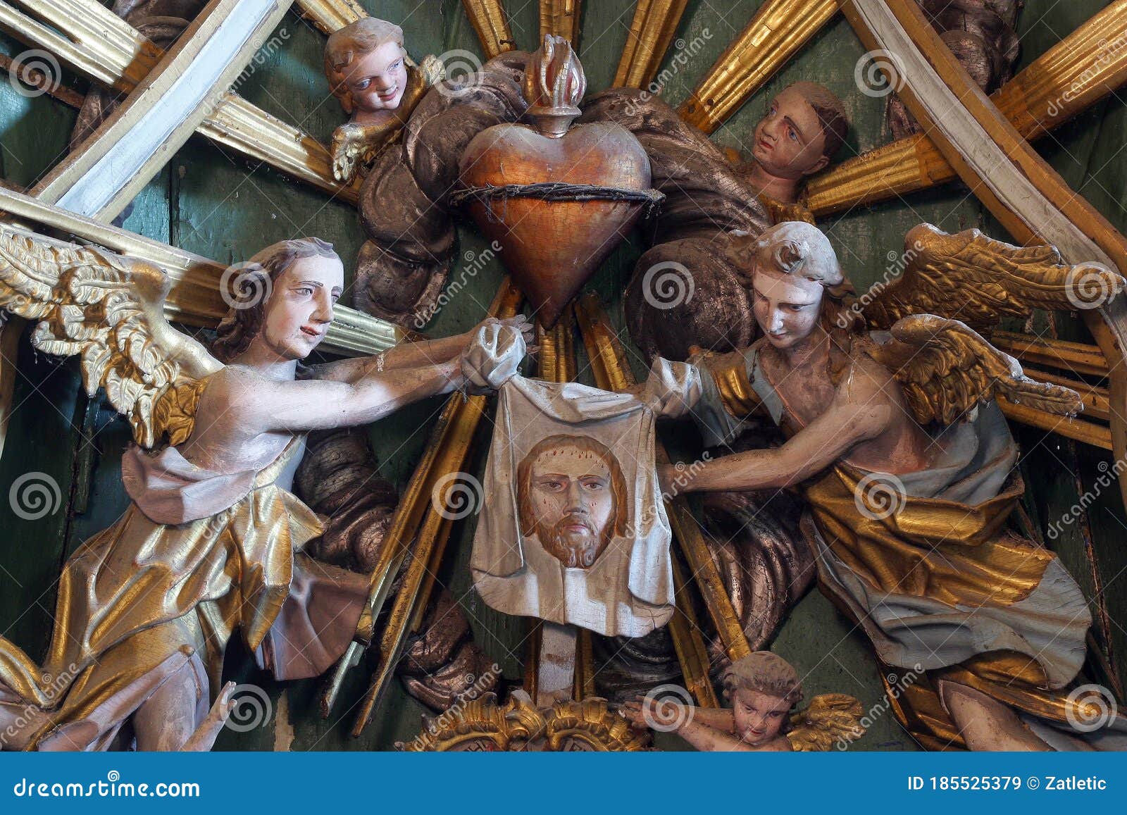 Angels Hold Veronica`s Veil, Altar of the Holy Cross in the Church of ...