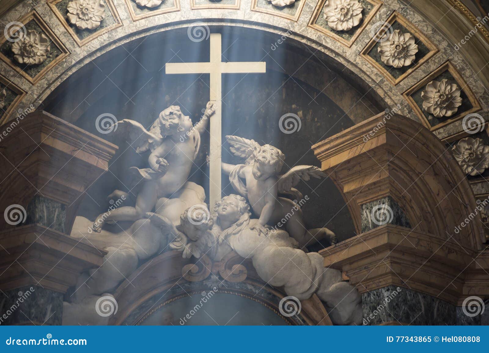 light incidence - angels holding cross, cathedral bologna
