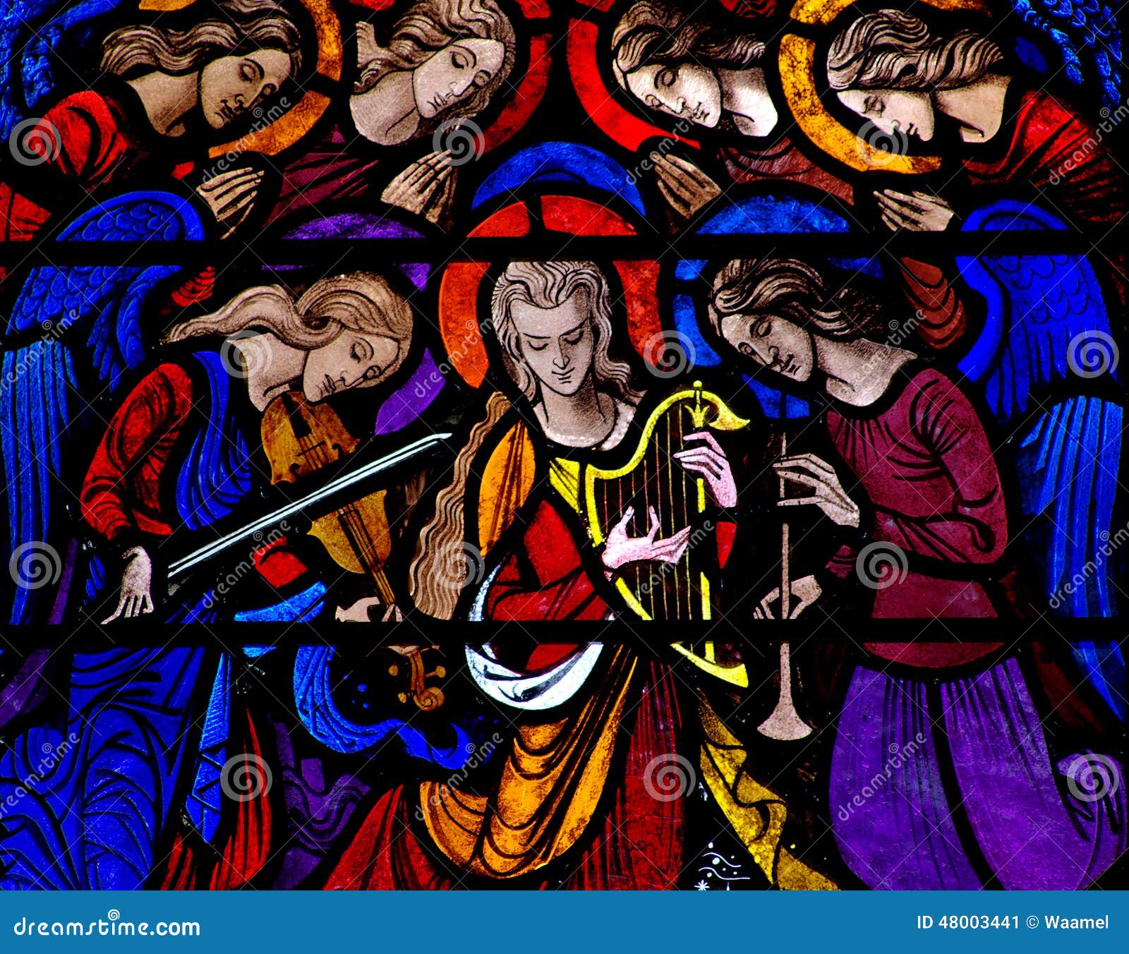 angels making music in stained glass