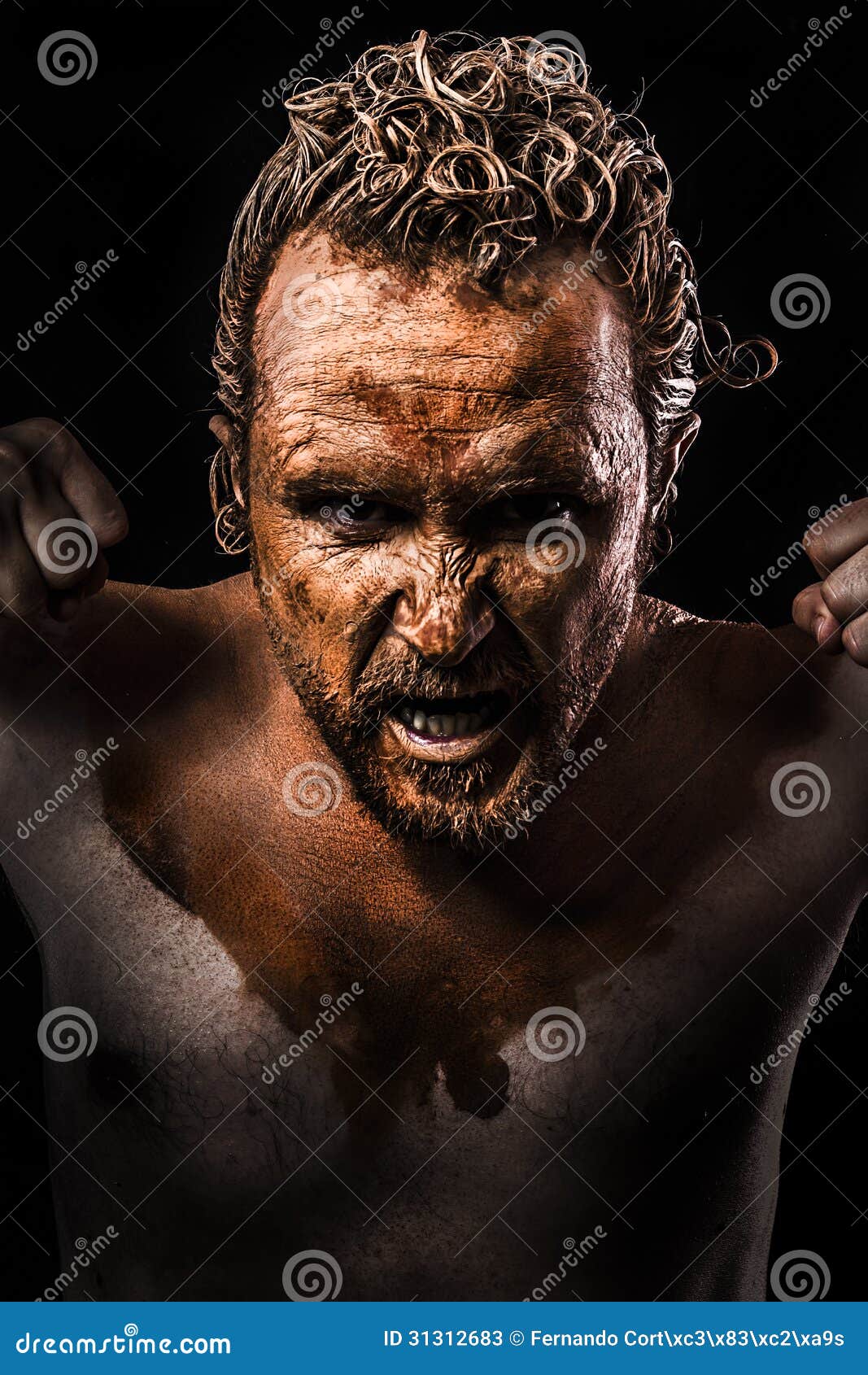 Man Covered In Mud, Naked, In Profile, Dirty Skin Royalty Free Stock Image - Image: 31311546