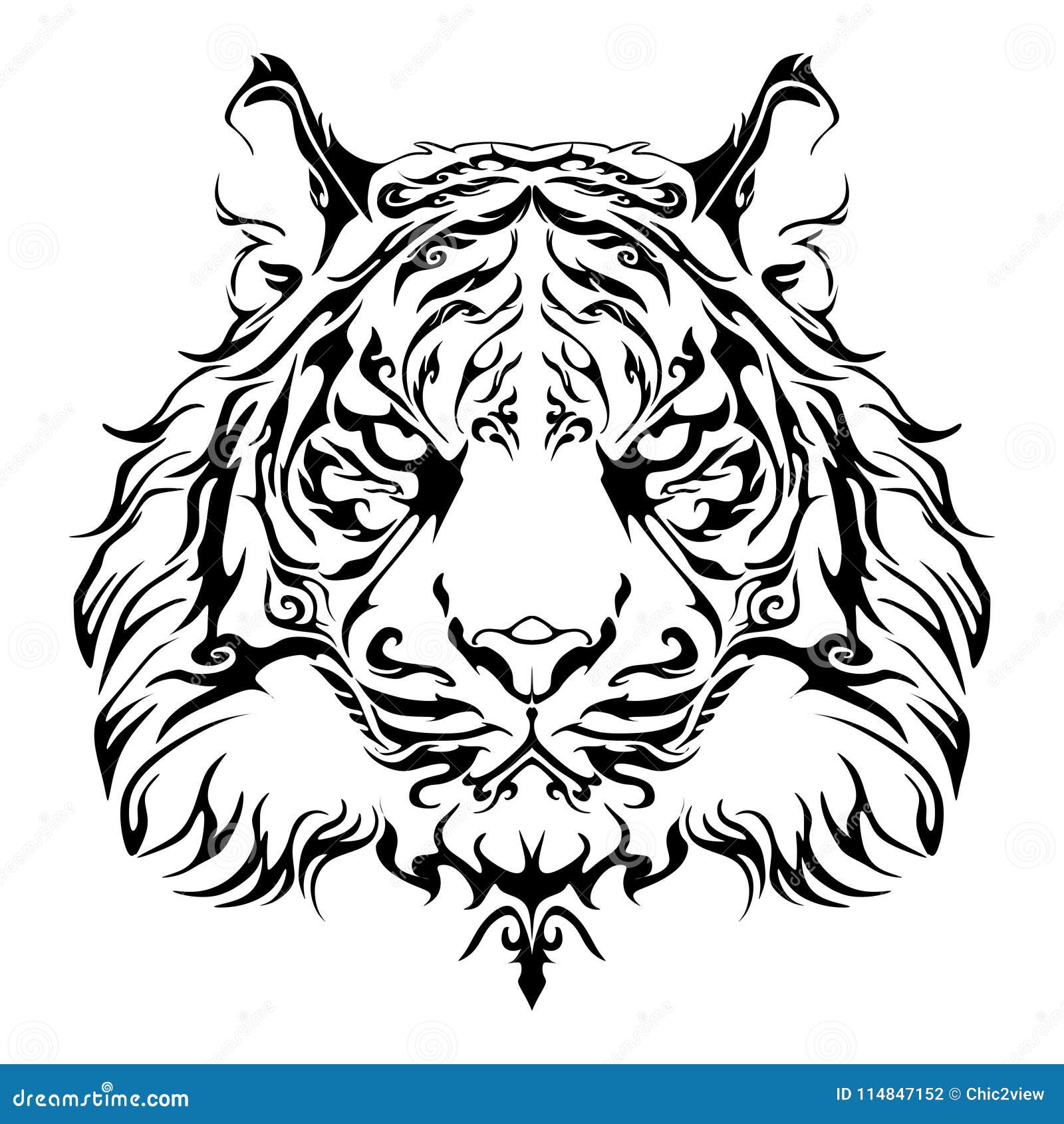 Anger Tiger Head Design for Tribal Tattoo Stock Illustration - Illustration  of competence, element: 114847152