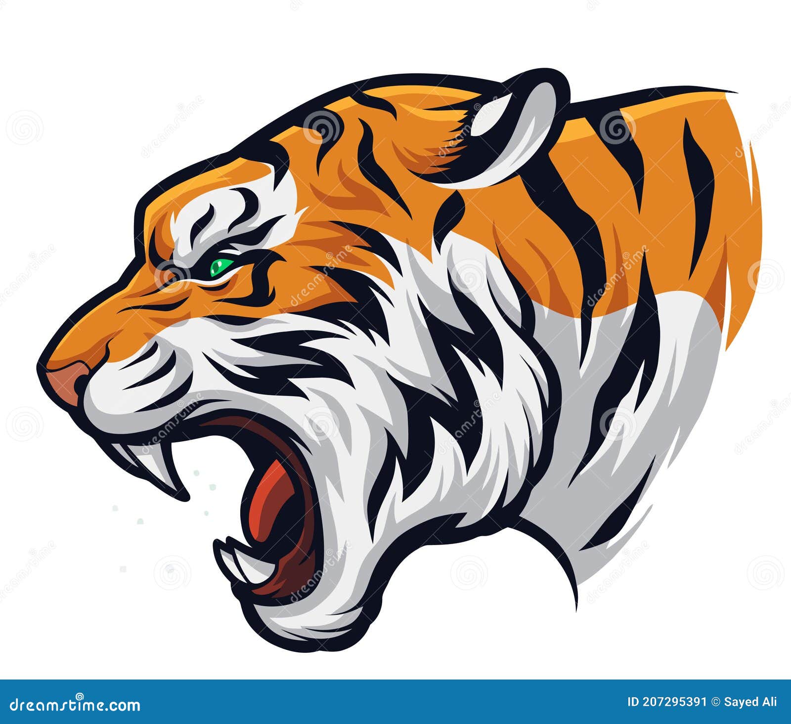 Angry Tiger Head. Vector Illustration of a Tiger Head. Tiger Head ...