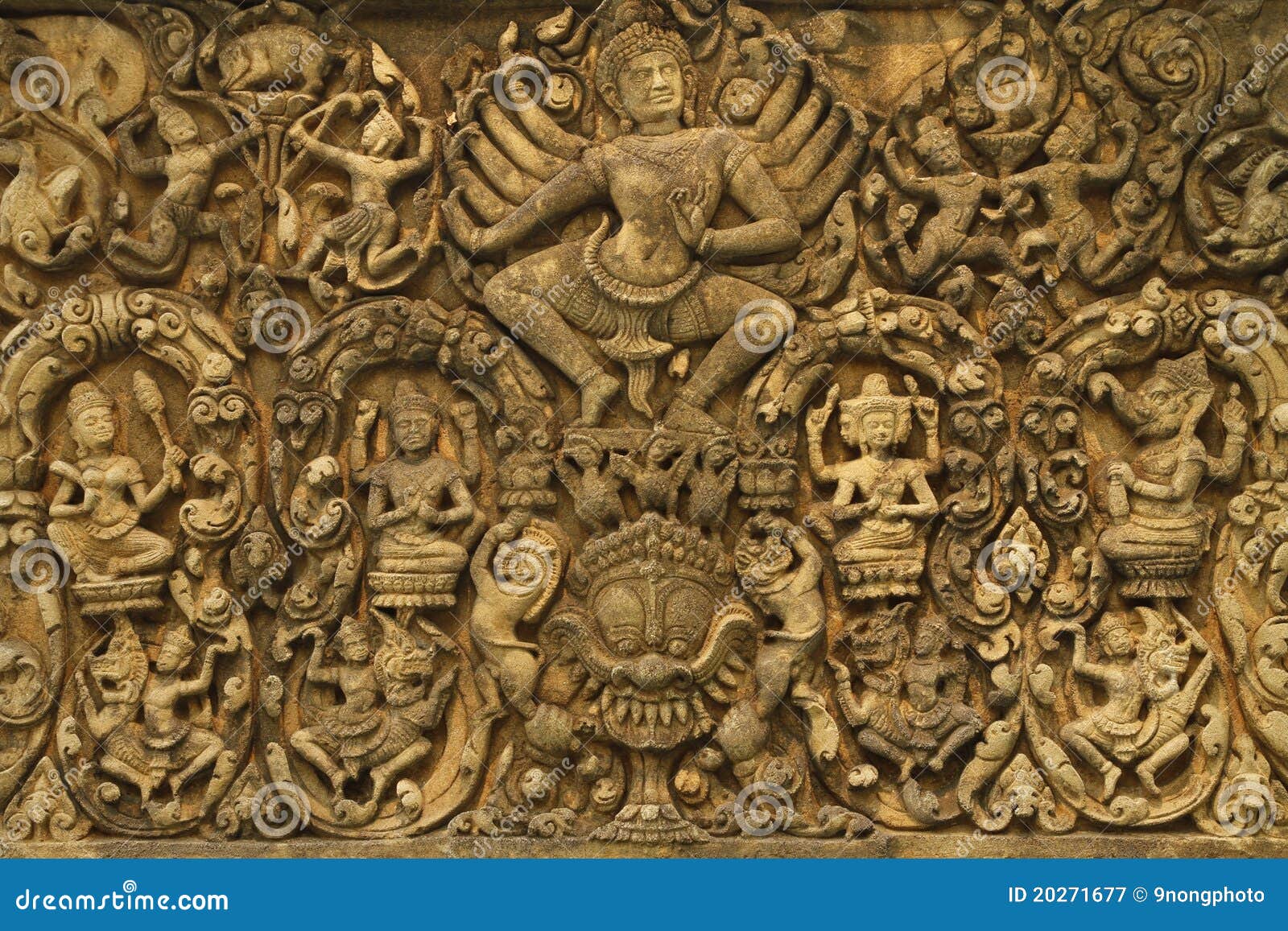 Angkor Wat Art of Ancient Hindu God Stone Stock Image - Image of ...