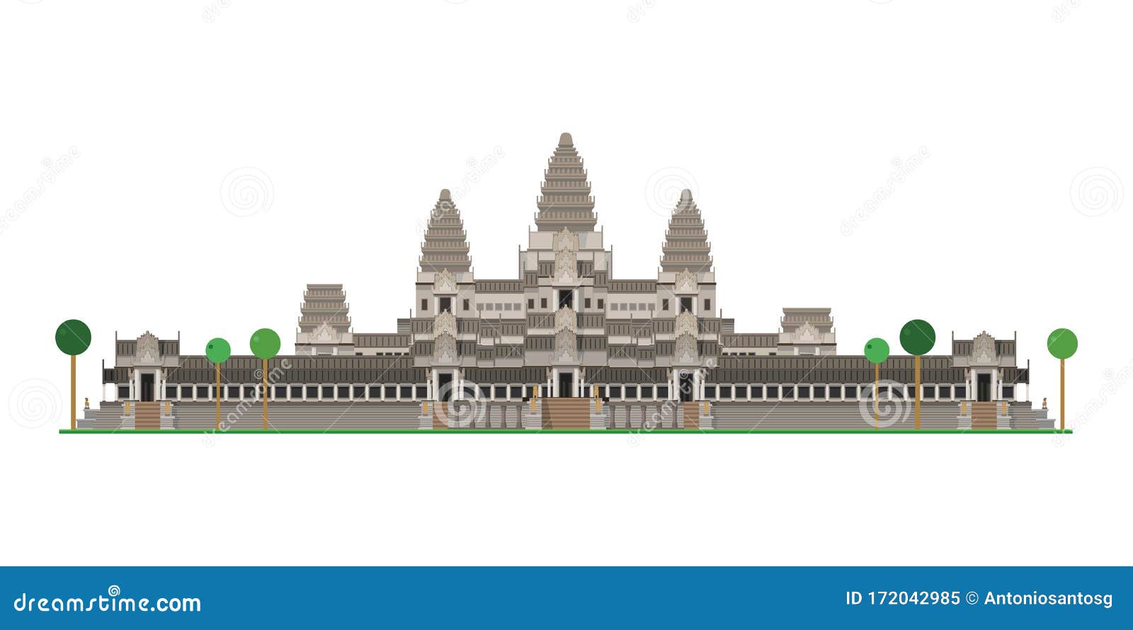 angkor wat cambodia.  on white background  