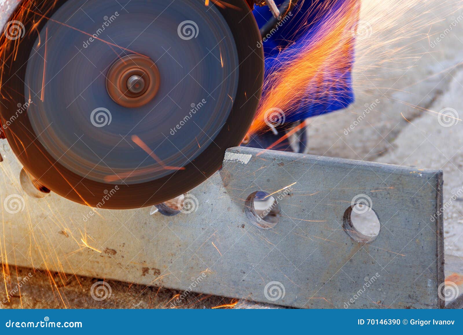 Angle Grinder Cutting Metal Stock Photo Image of flame, production 70146390