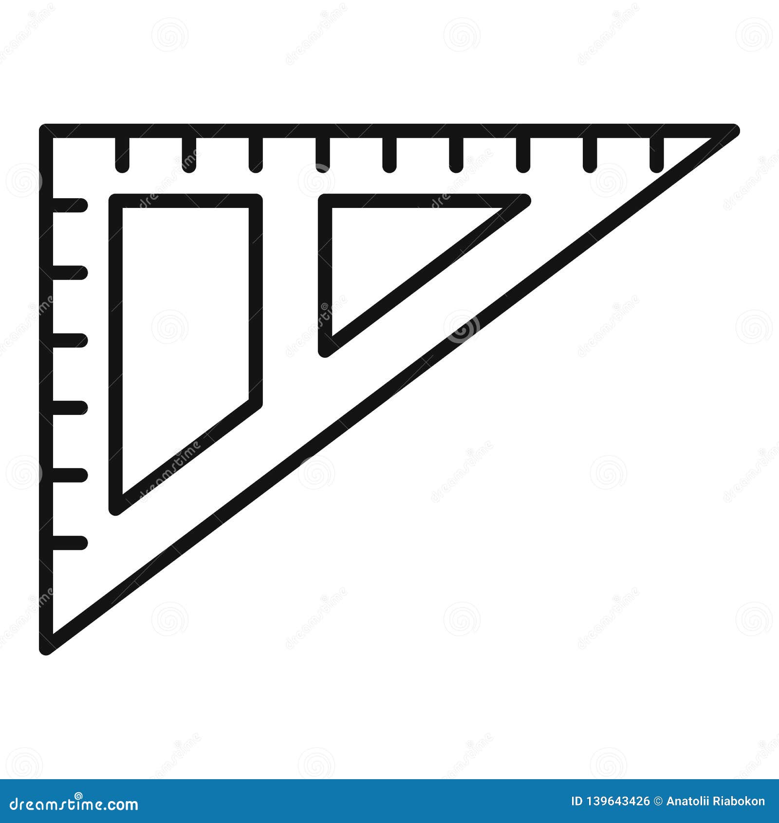 Simple Hand Drawn Plastic Angle Ruler, Office Supply, School