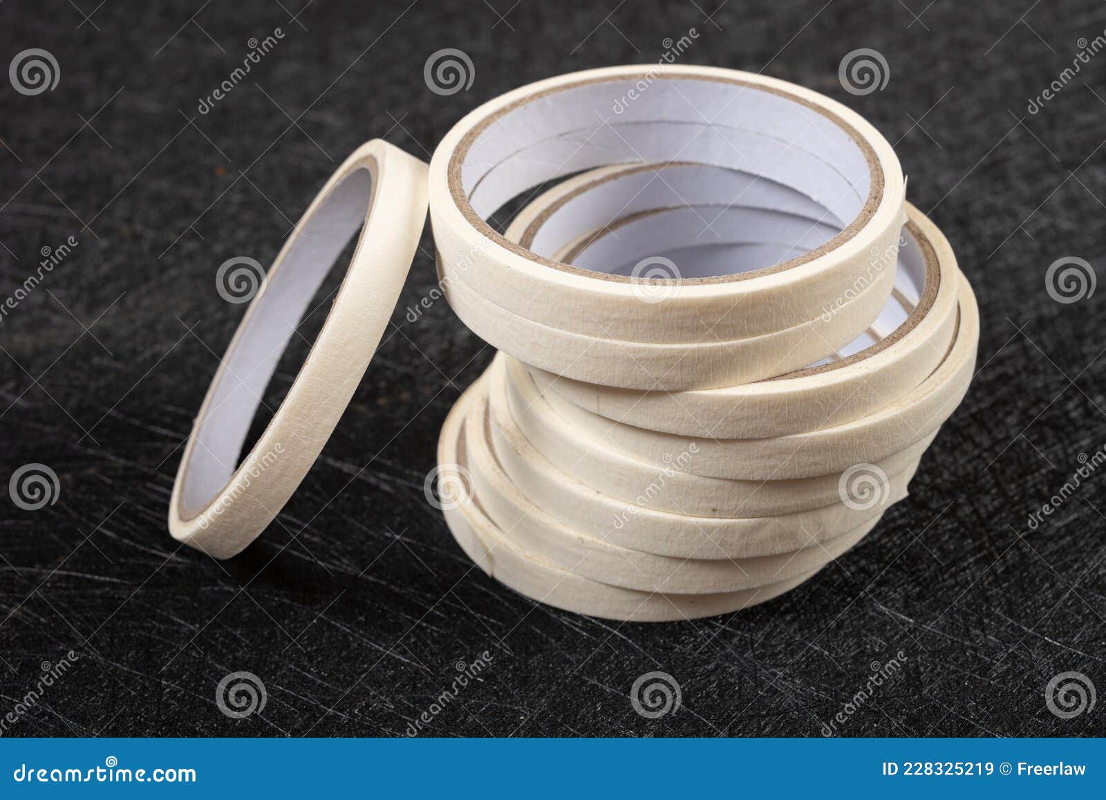 Top View Masking Tapes On Dark Background RoyaltyFree Stock Photo