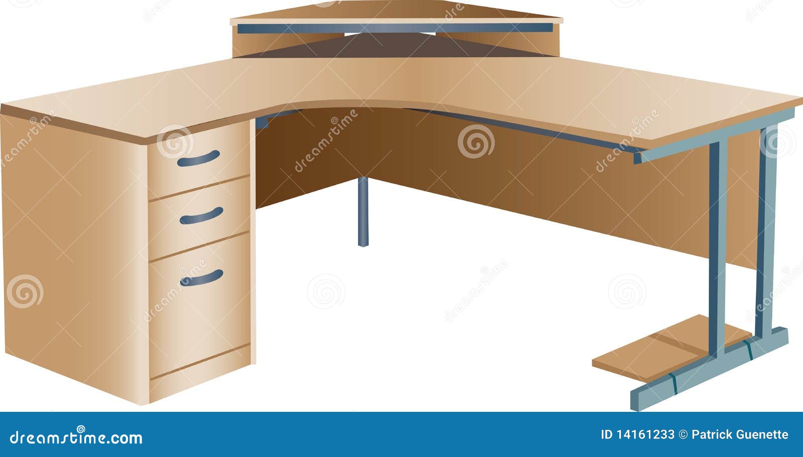 Angled Corner Office Desk Stock Vector Illustration Of Wooden