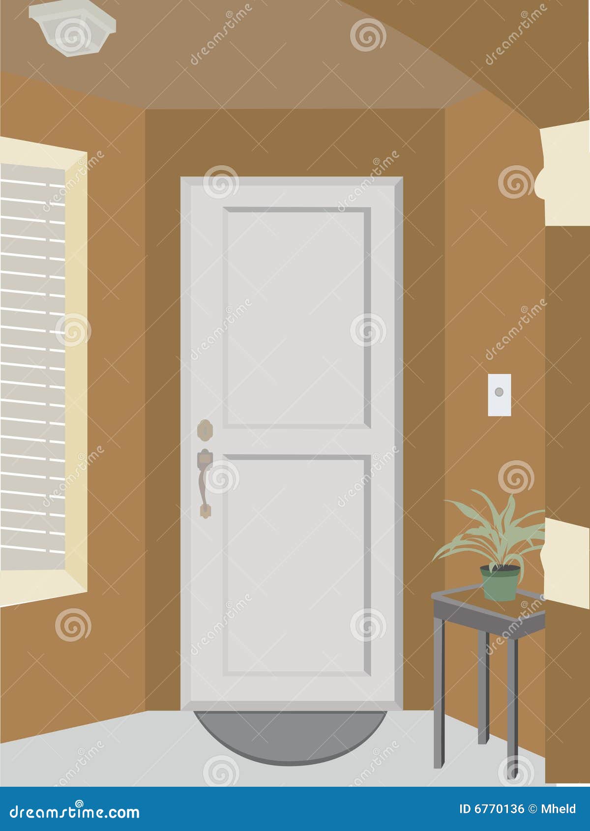 Angled Doorway Entrance into Building with Plant, Stock Vector
