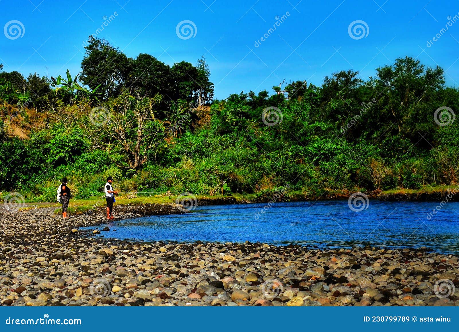 Anglers are Active, Around the Tukad Unda River Flow Editorial Stock