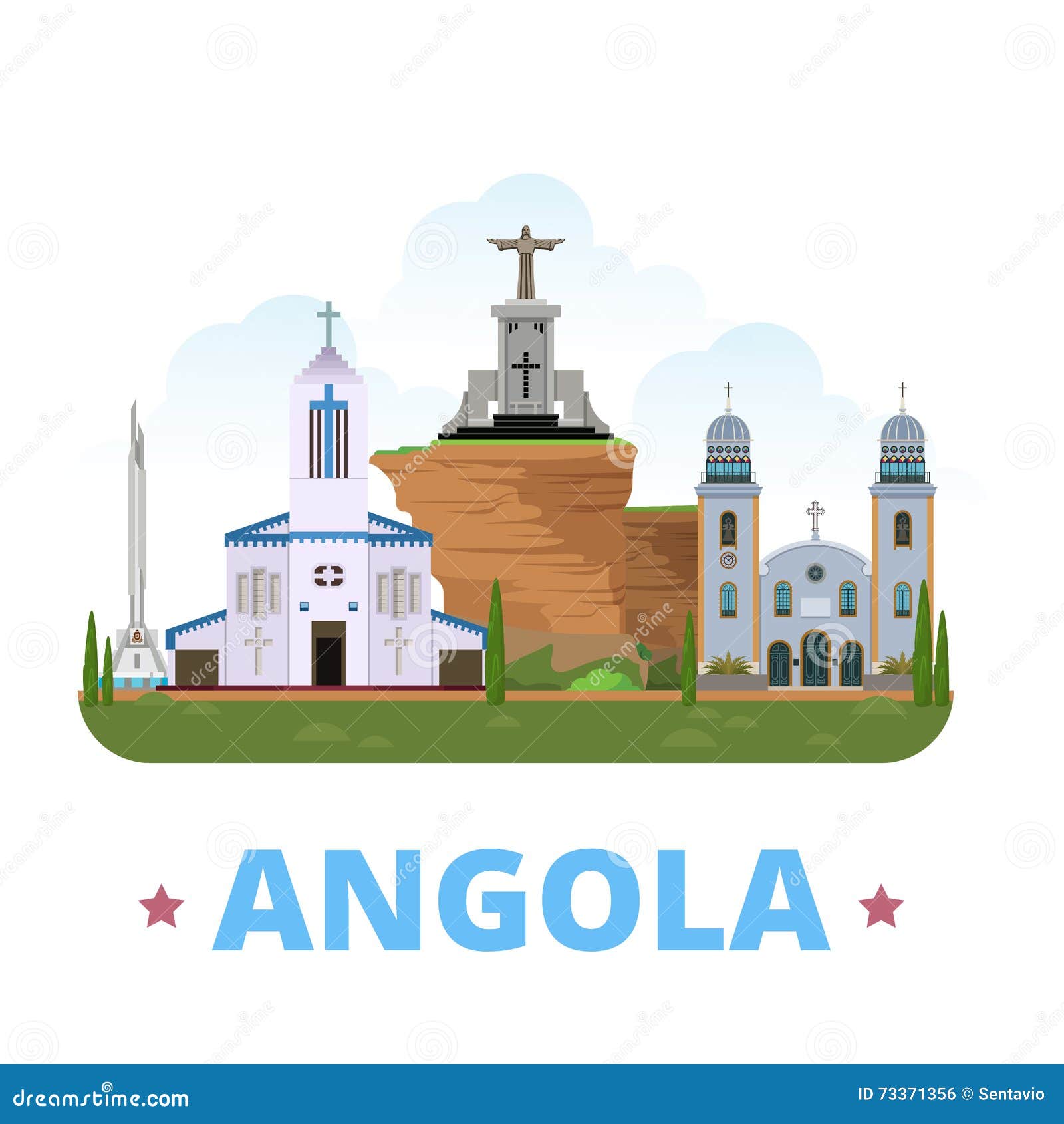 angola country  template flat cartoon style