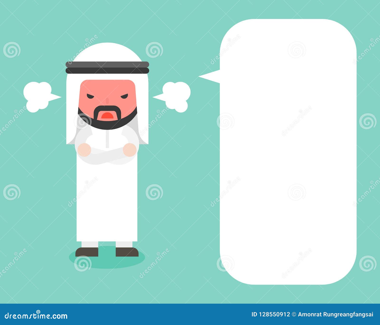 Angry Arab Man Saying STOP Speech Balloon With Scream Exclamation Negation Concept Furious