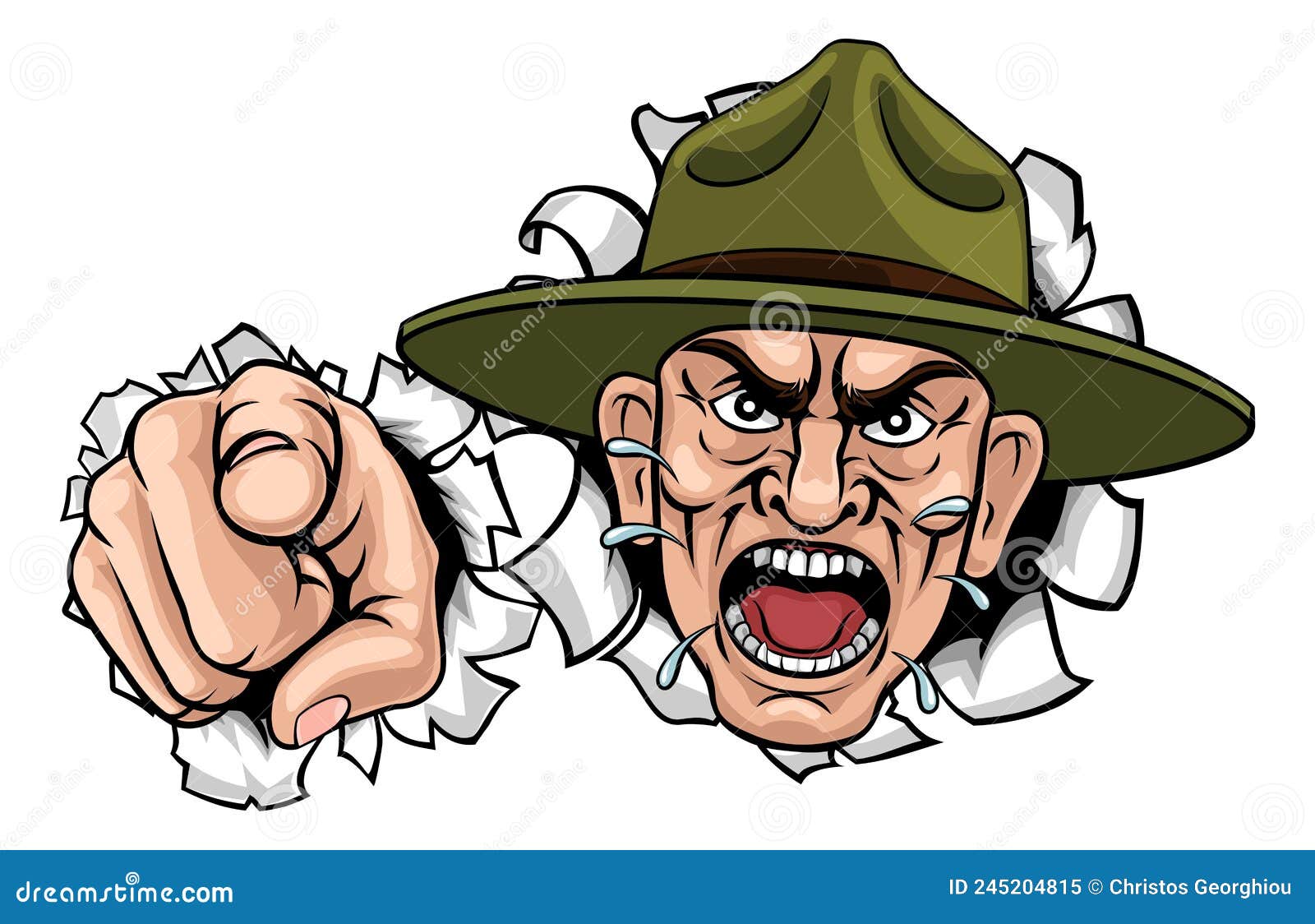 Angry Army Bootcamp Drill Sergeant Cartoon Stock Vector - Illustration ...
