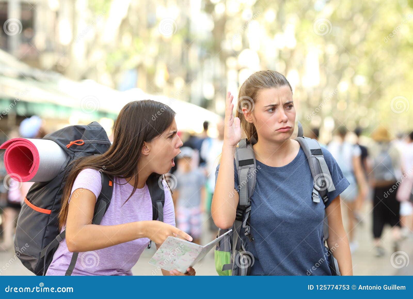 Angry Backpackers Arguing During Vacation Travel Stock Image Image Of 