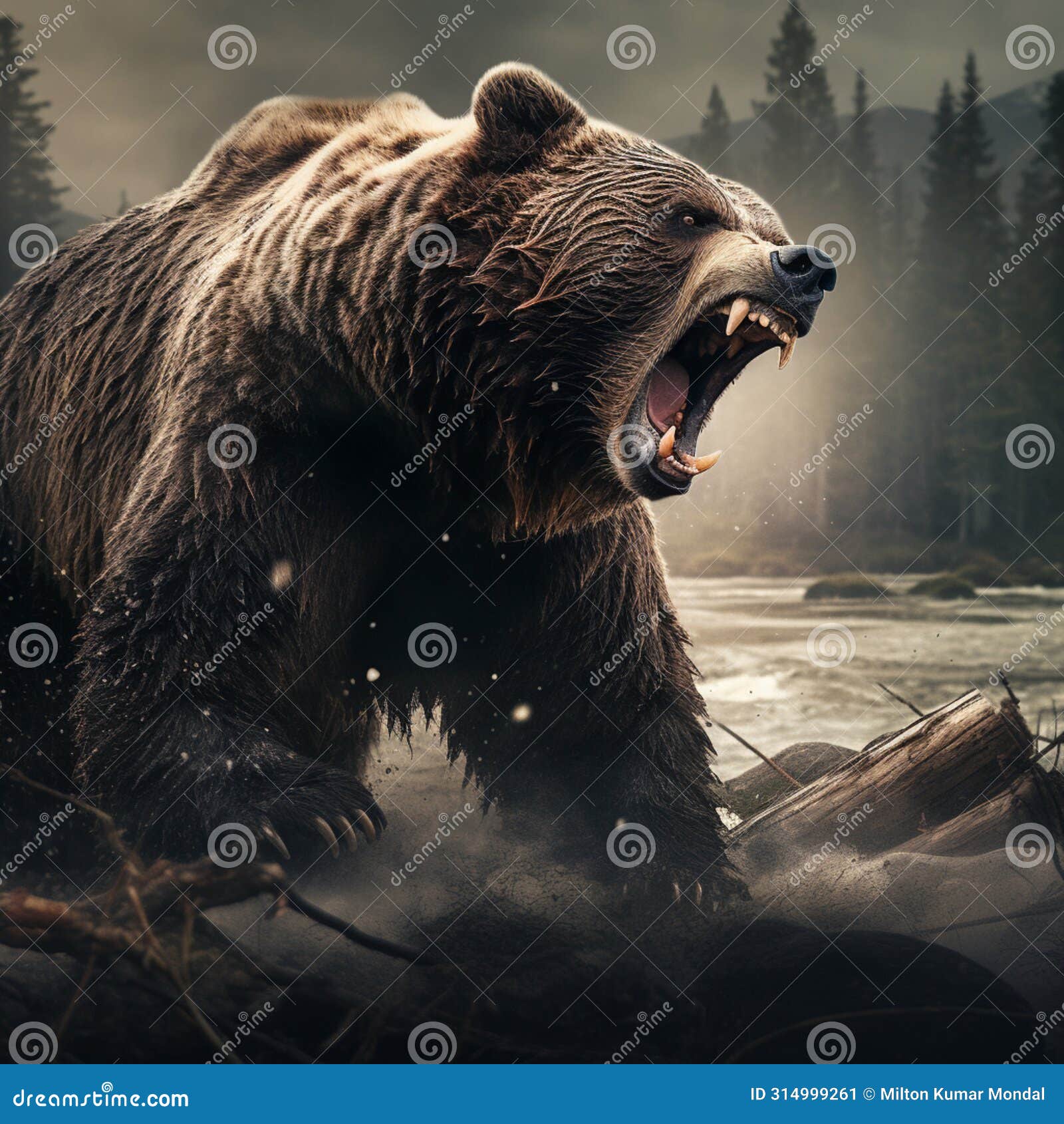 Angry Bear Real Water Images Generative AI Stock Image - Image of people,  bear: 314999261