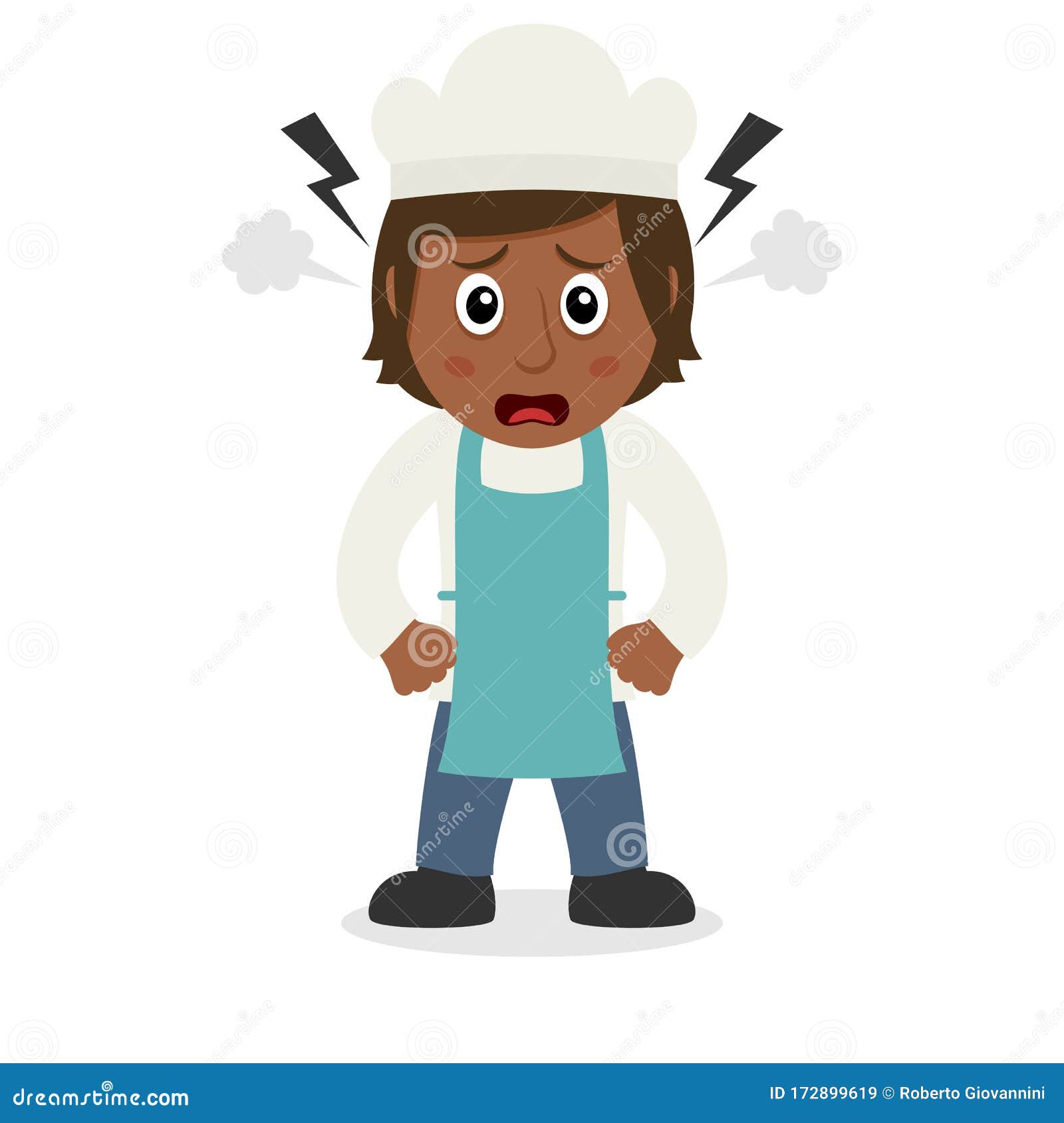 angry black female pizza chef character