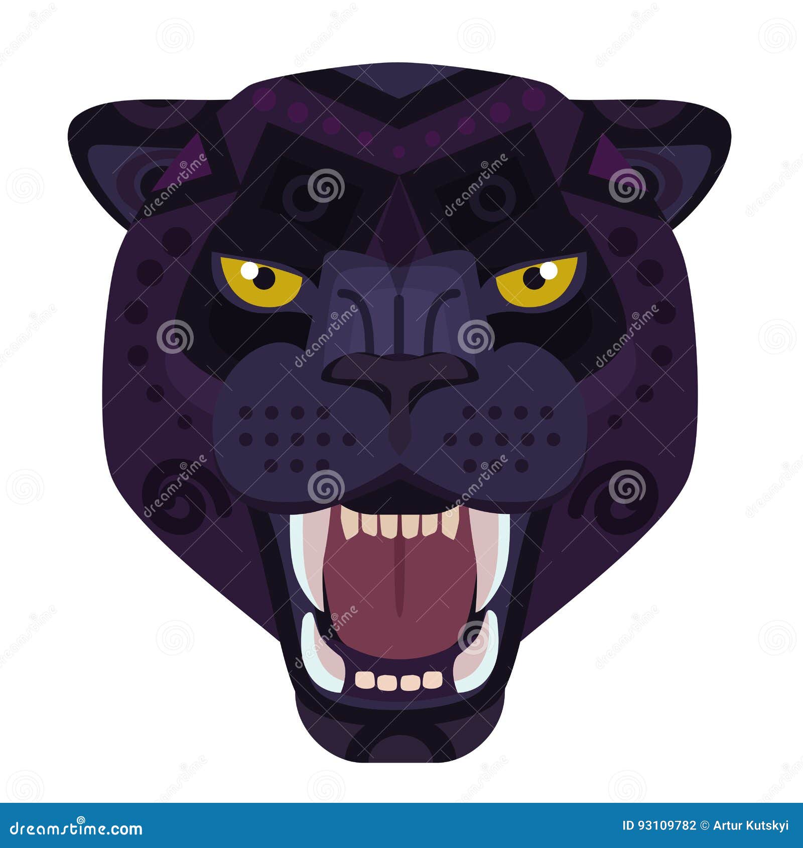 Angry Black Panther Head Logo Wild Cat Vector Decorative Emblem