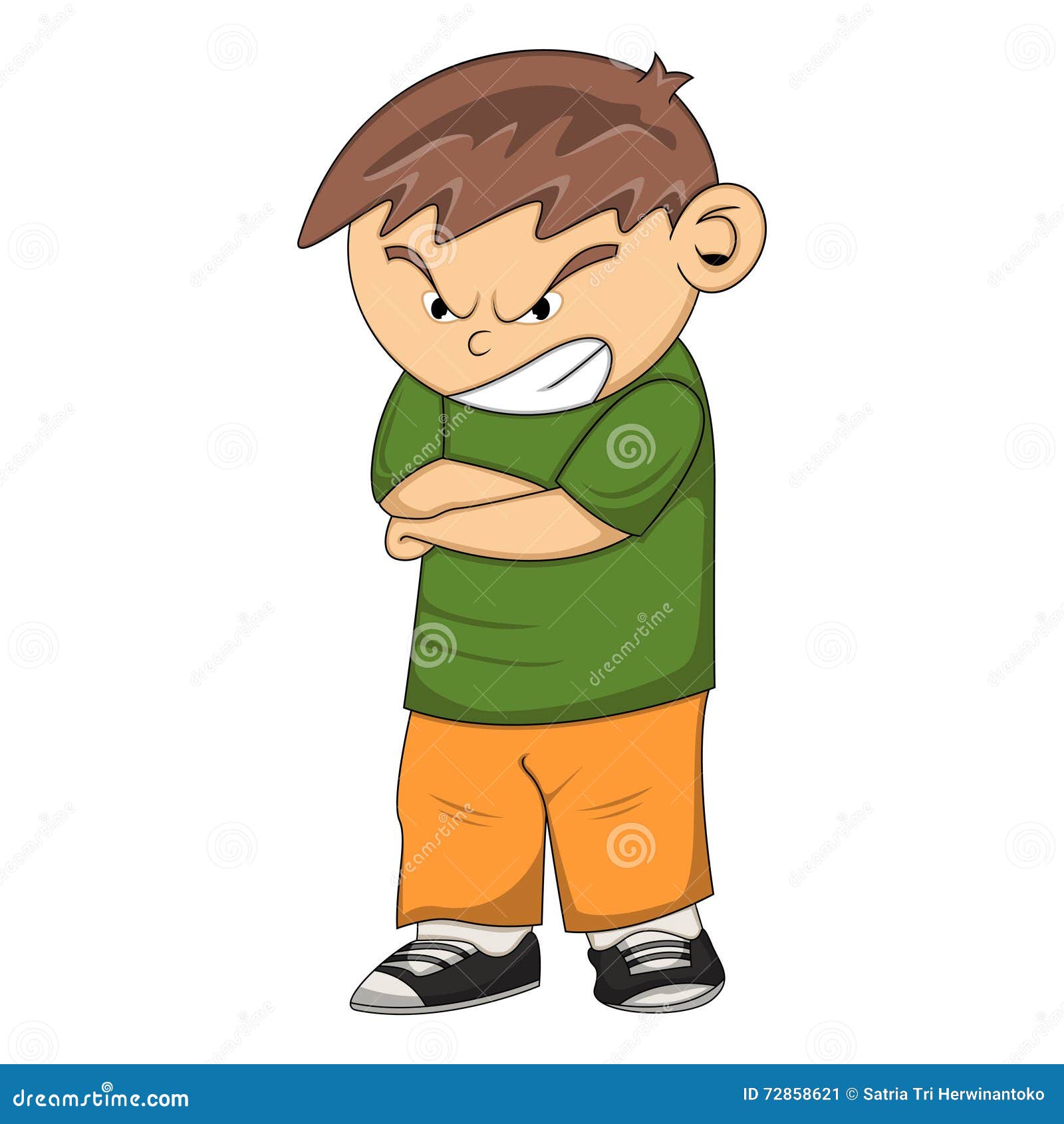 Angry boy cartoon stock vector. Illustration of crossed - 72858621