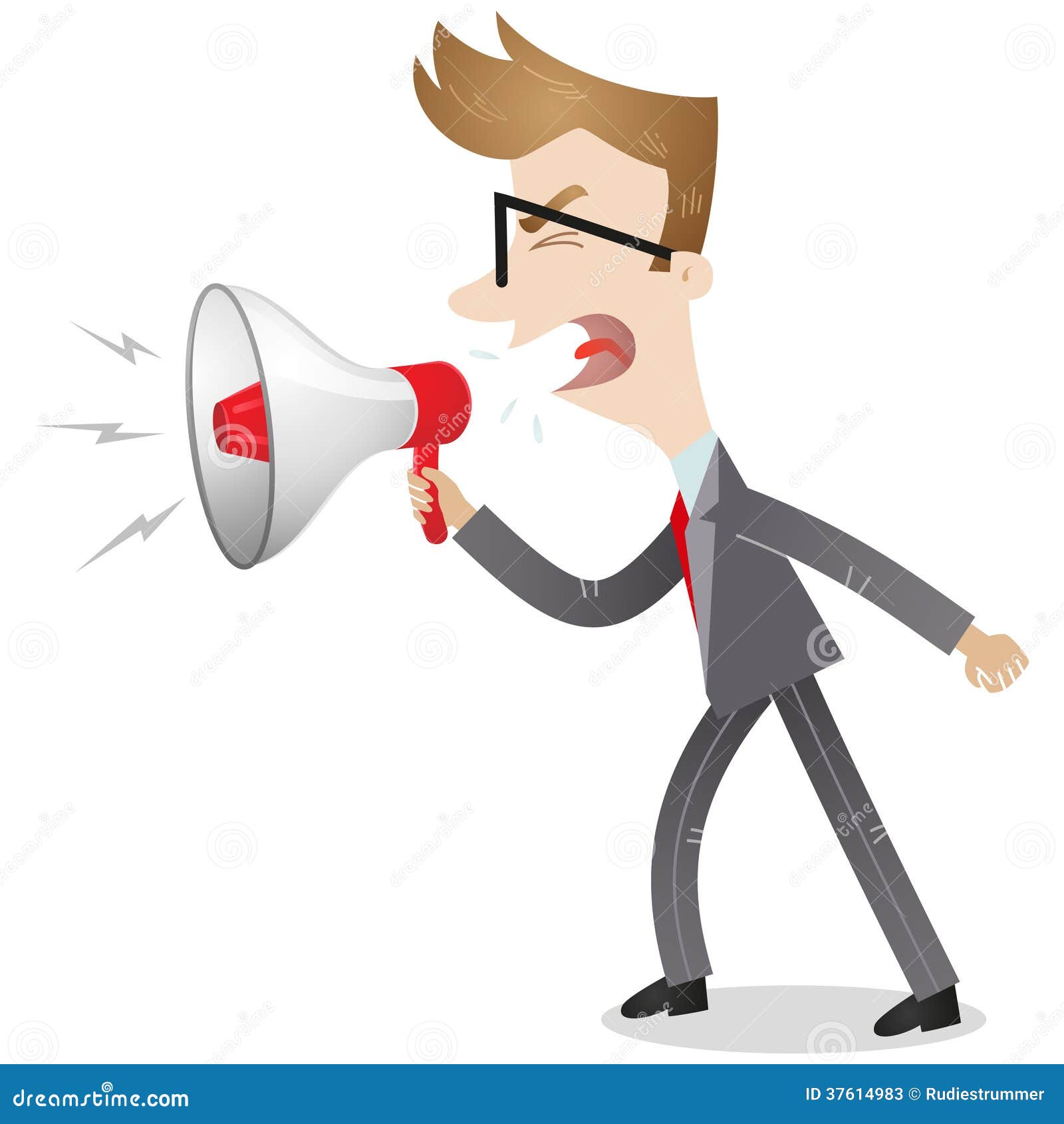 Angry Businessman Yelling into Megaphone Stock Vector - Illustration of