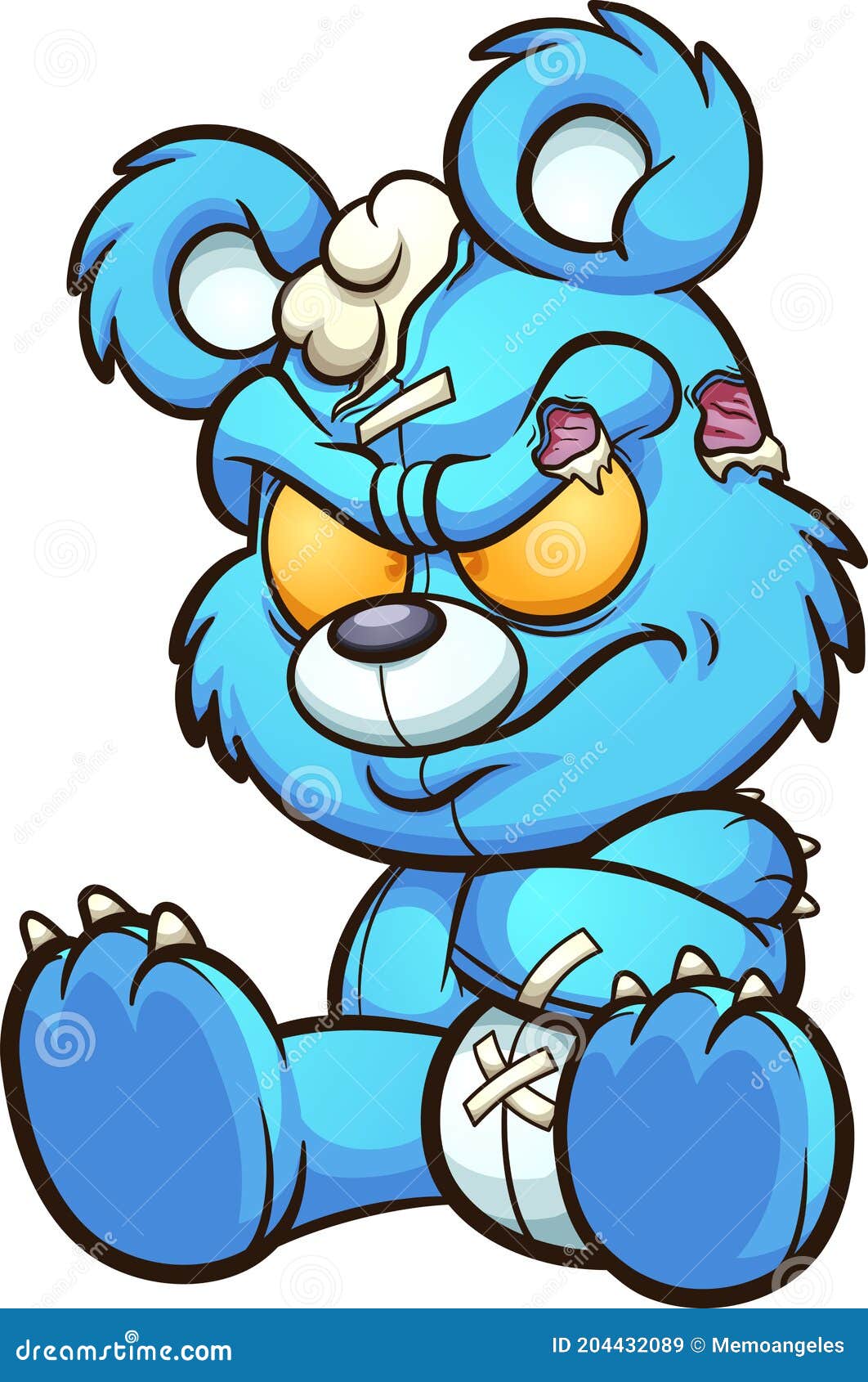 Angry Cartoon Blue Teddy Bear Pouting Stock Vector - Illustration of blue,  bear: 204432089