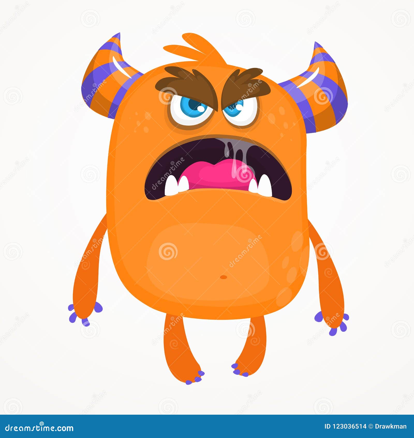  Angry  Cartoon  Orange  Monster Halloween Vector 