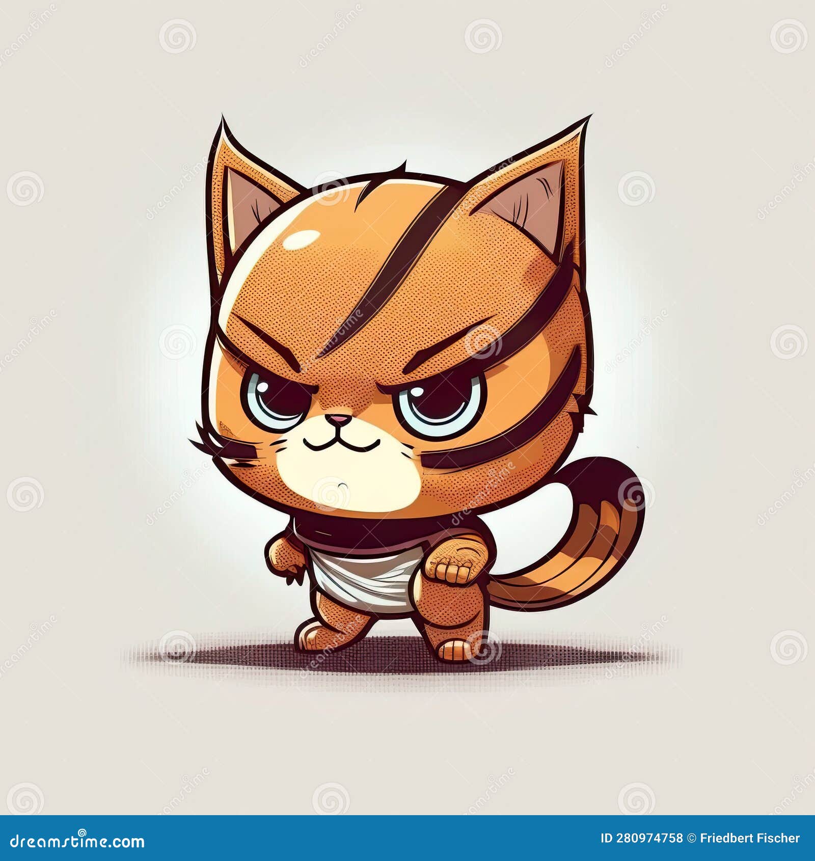 Angry Cat, Cute Kitten, Ready To Fight, Cartoon Chibi Style, Generative AI  Stock Illustration - Illustration of friendship, characters: 280974758